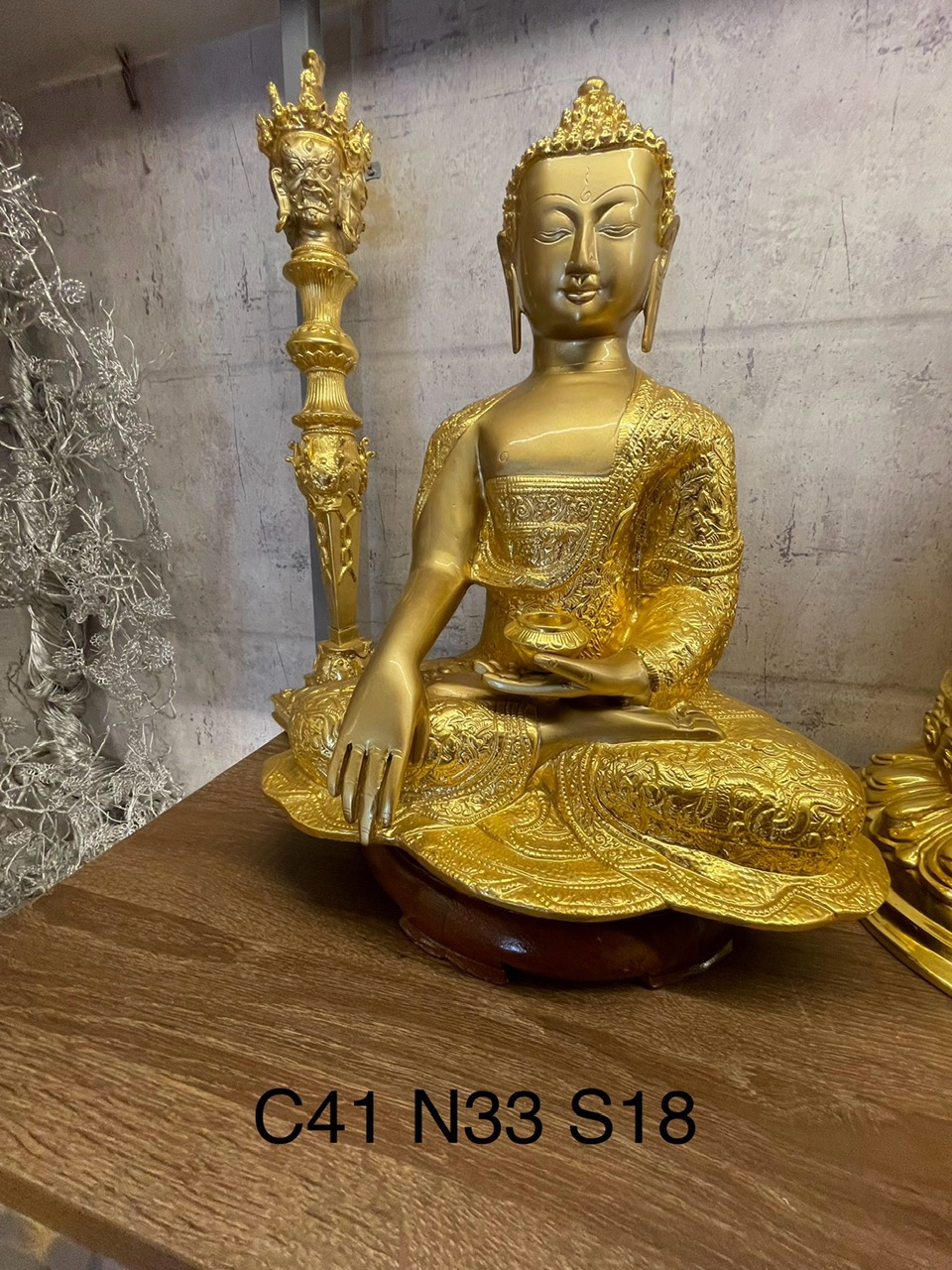 ĐỨC BỔN SƯ ÁO CHẠM TRỔ ẤN ĐỘ DÁT VÀNG 9999 ĐB CAO 60CM