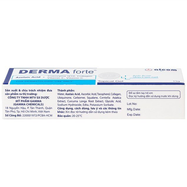 GEL Hỗ Trợ Làm Mờ Sẹo, Ngừa Thâm, Ngừa Tái Phát Mụn, Sạch Bã Nhờn (Bản Thường) - DERMA-FORTE (15g)