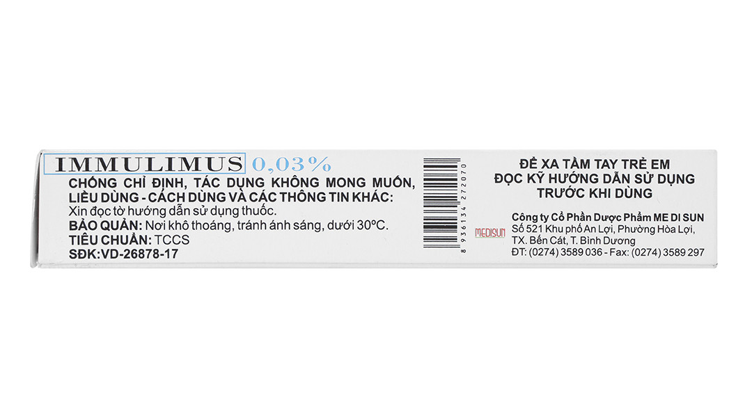 Thuốc Mỡ Bôi Da Trị Eczema - IMMULIMUS 0.03% (10g)