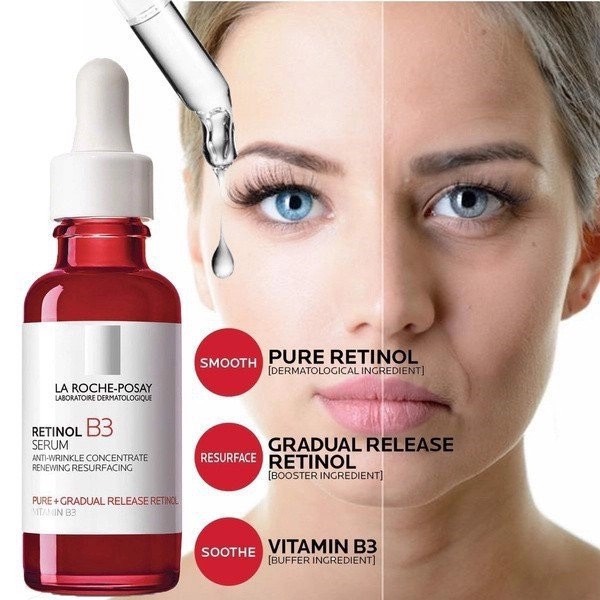 LAROCHE-POSAY Serum Giảm Thâm Nám & Nếp Nhăn, Chống Lão Hóa - RETINOL B3 SERUM ANTI-WRINKLE CONCENTRATE REGENERATING RESURFACING (30ml)