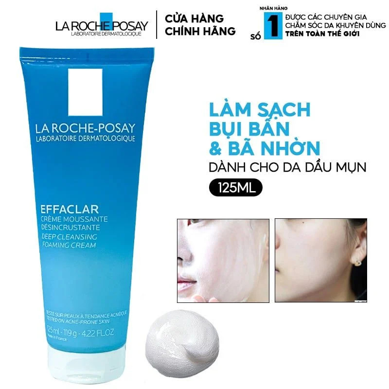 LAROCHE-POSAY Sữa Rửa Mặt Tạo Bọt Cho Da Dầu Mụn - EFFACLAR DEEP CLEANSING FOAMING CREAM (125ml)
