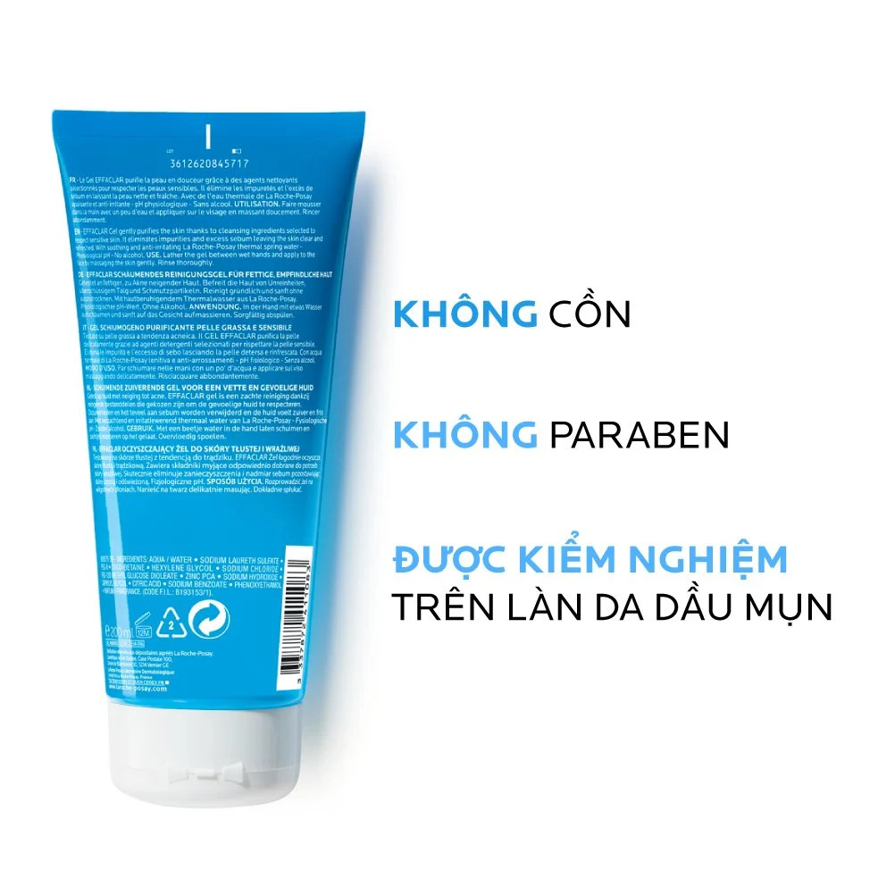 LAROCHE-POSAY Gel Rửa Mặt Tạo Bọt Làm Sạch & Giảm Nhờn Cho Da Dầu Nhạy Cảm - EFFACLAR FOAMING GEL REFILL (400ml)