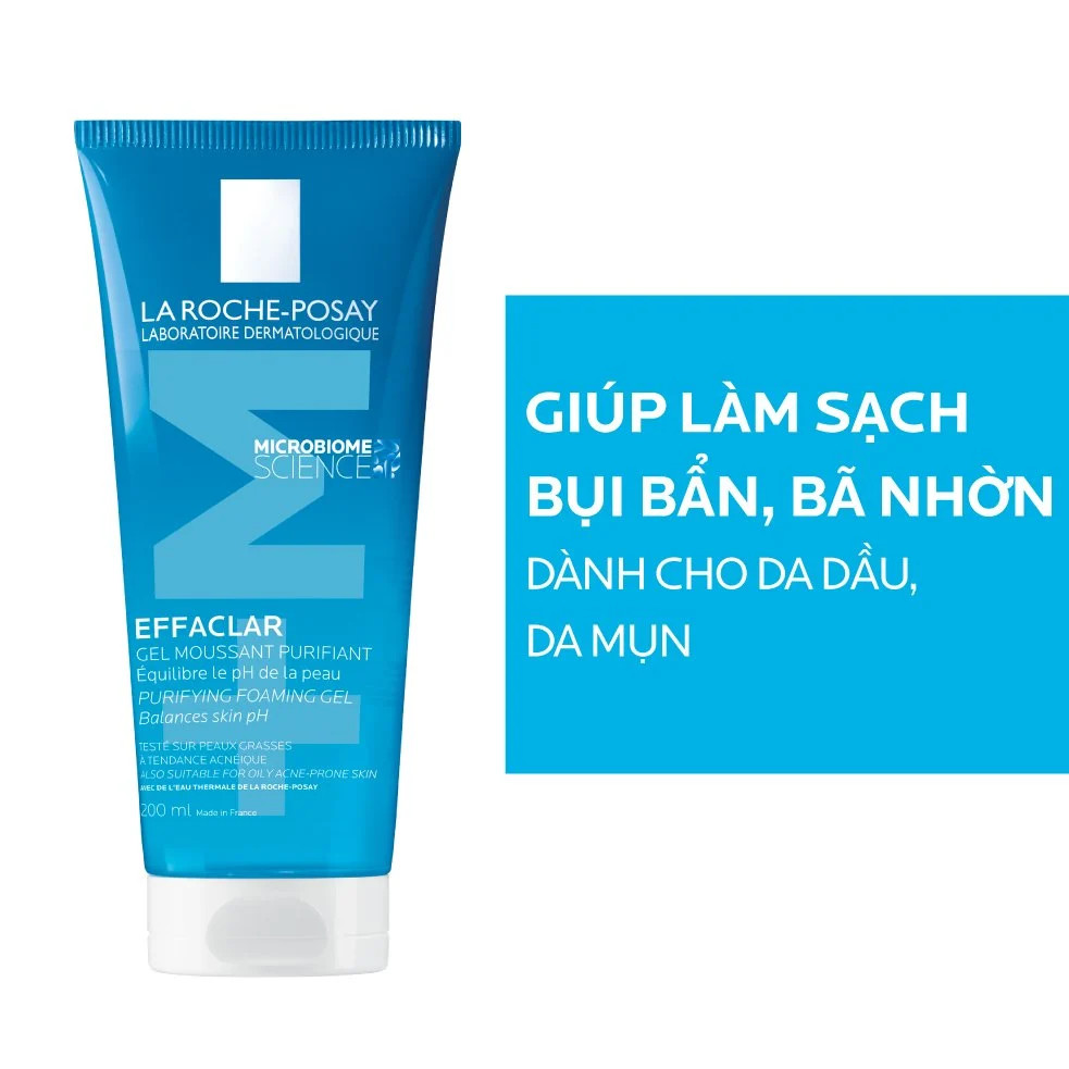 LAROCHE-POSAY Gel Rửa Mặt Tạo Bọt Làm Sạch & Giảm Nhờn Cho Da Dầu Nhạy Cảm - EFFACLAR FOAMING GEL REFILL (400ml)