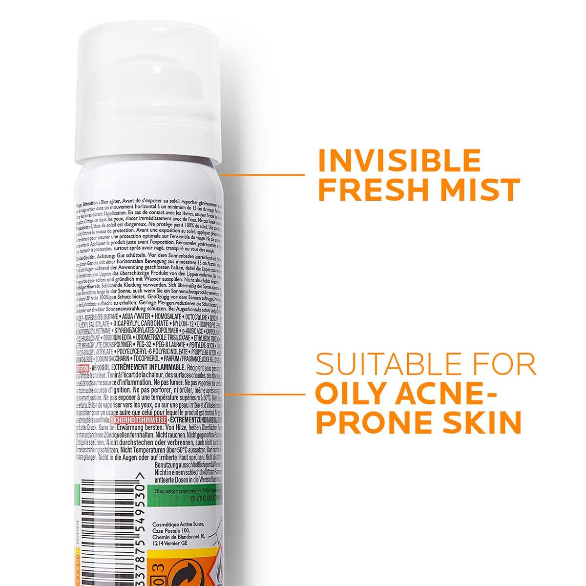 LAROCHE-POSAY Xịt Chống Nắng Kiềm Dầu - ANTHELIOS ANTI-SHINE INVISIBLE FRESH MIST SPF50 UVB + UVA SUN-SENSITIVE SKIN (75ml)