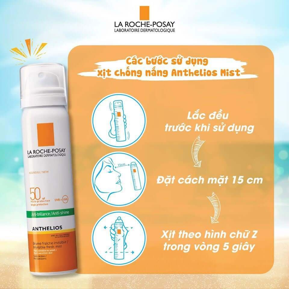 LAROCHE-POSAY Xịt Chống Nắng Kiềm Dầu - ANTHELIOS ANTI-SHINE INVISIBLE FRESH MIST SPF50 UVB + UVA SUN-SENSITIVE SKIN (75ml)