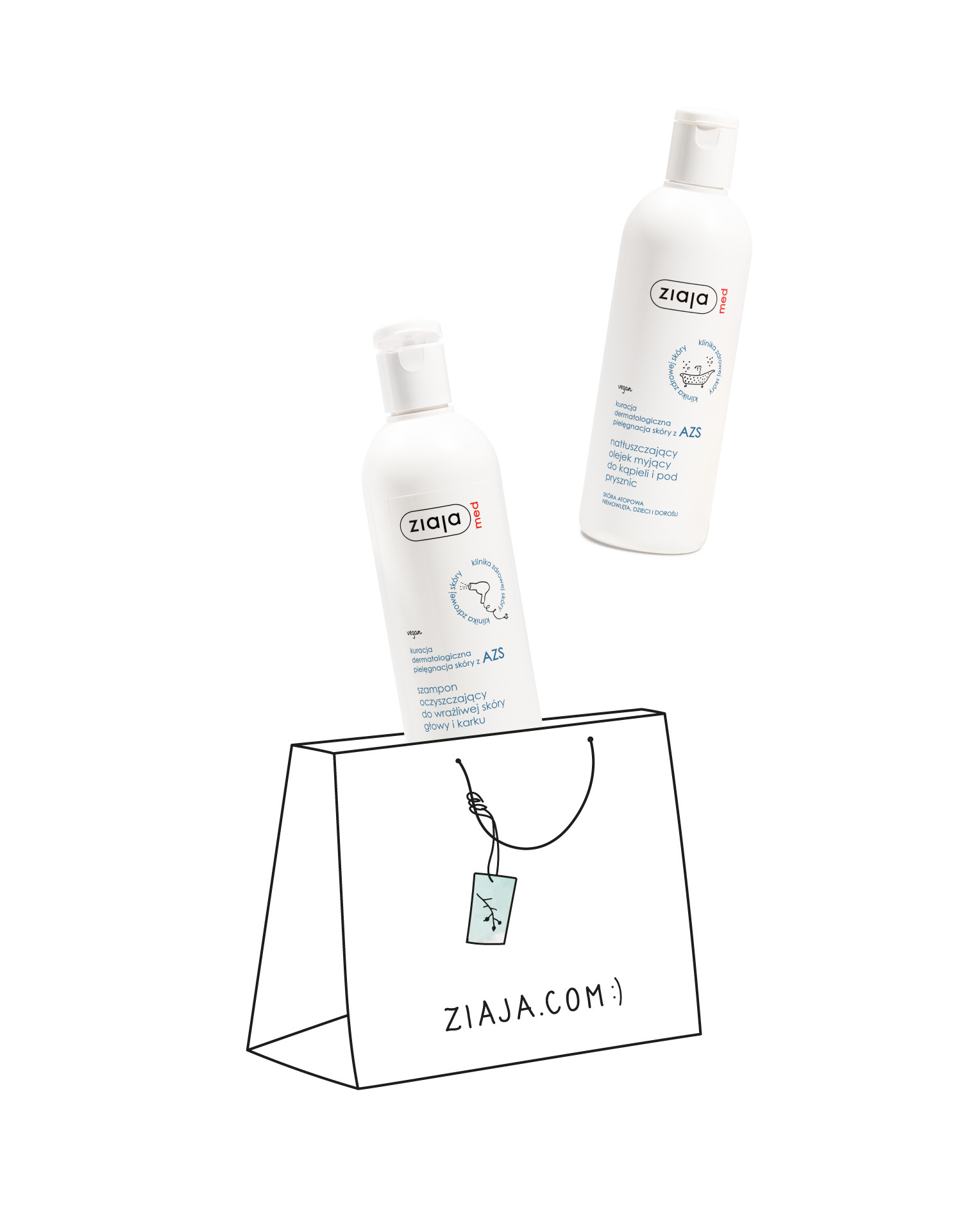 ZIAJA Dầu Gội Làm Sạch Tóc và Dịu Nhẹ Vùng Da Đầu, Gáy - MED KURACJA DERMATOLOGICZNA PIELEGNACJA SKORY Z AZS SZAMPON OCZYSZAJACY DO WRAZLIWEJ SKORY GLOWY I KARKU (300ml)