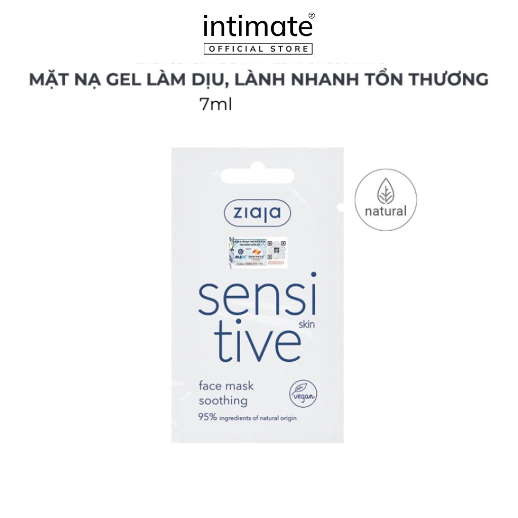 ZIAJA Gói Mặt Nạ Gel Làm Dịu Lành Nhanh Tổn Thương Ngoài Da An Toàn Dịu Nhẹ - SENSITIVE SKIN FACE MASK SOOTHING (7ml)