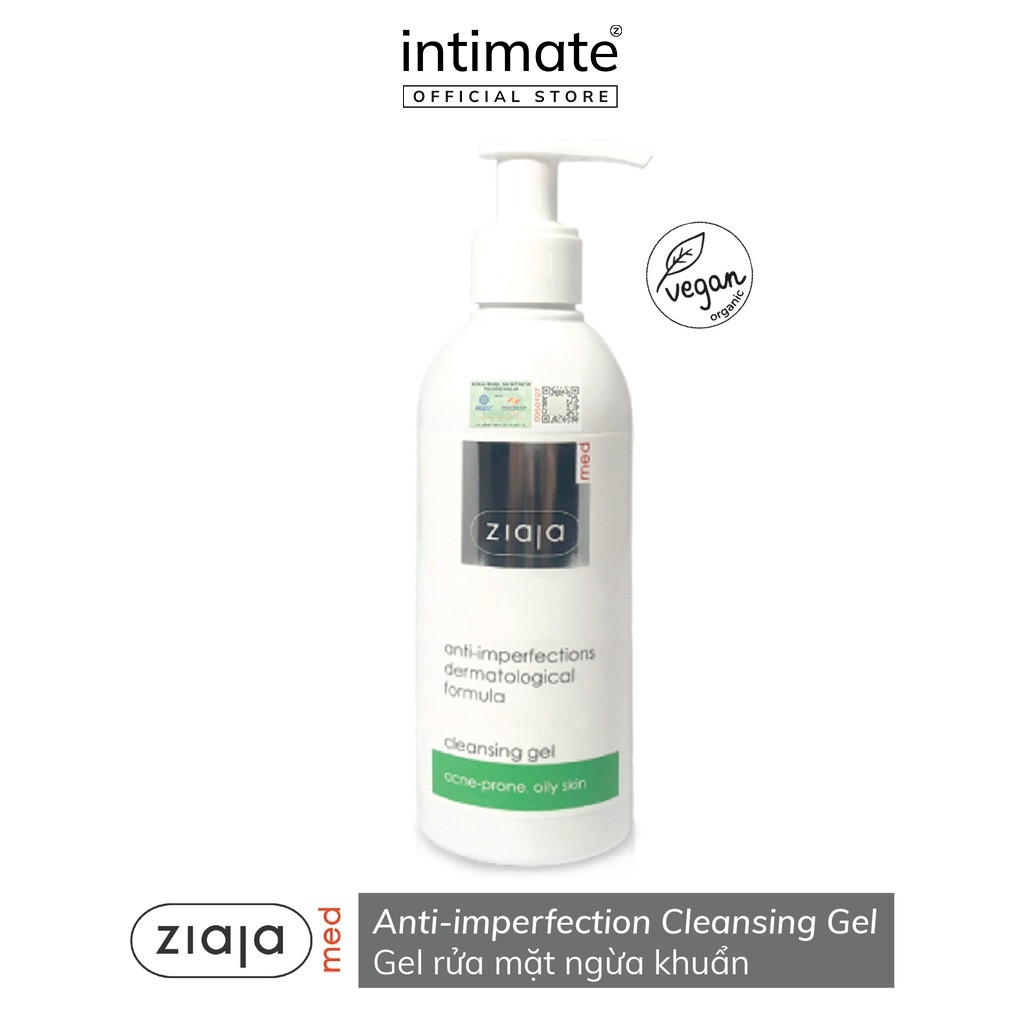 ZIAJA Gel Rửa Mặt Ngừa Khuẩn Giảm Mụn - MED ANTI-IMPERFECTIONS DERMATOLOGICAL FORMULA CLEANSING GEL (200ml)