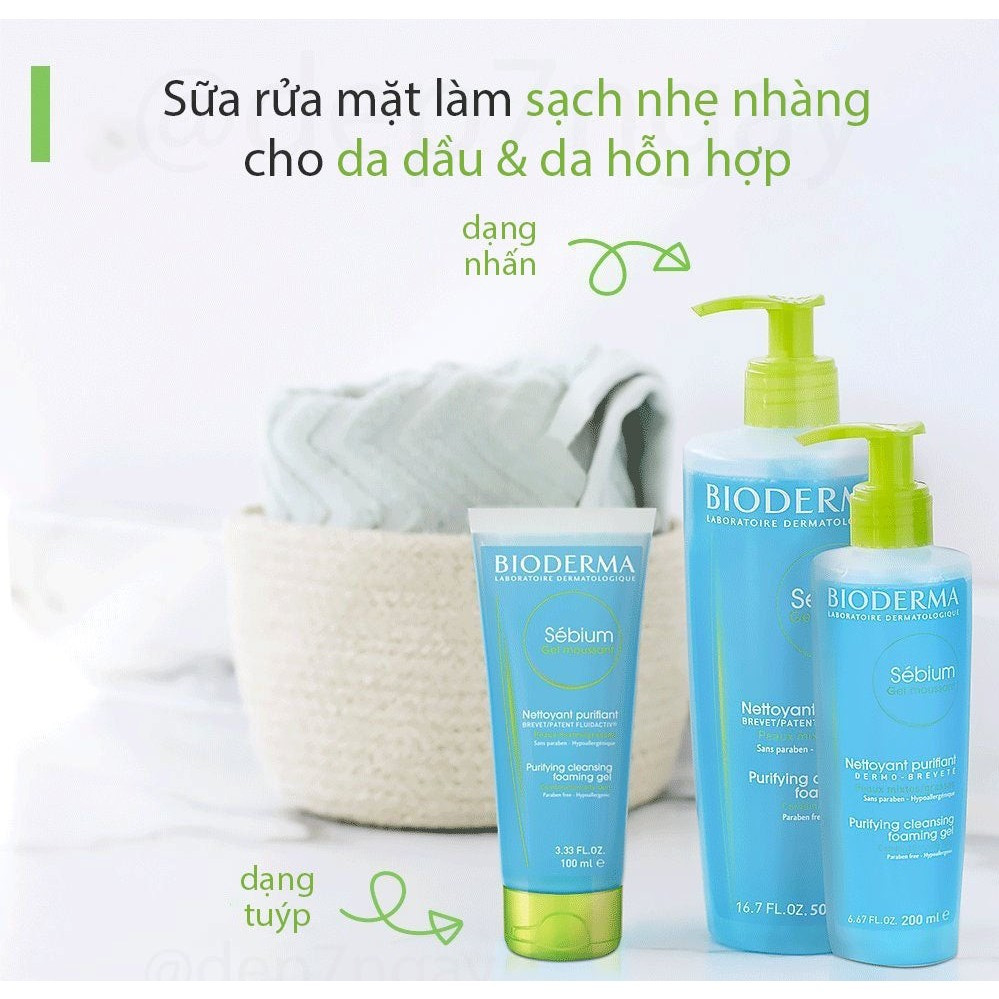 BIODERMA Gel Rửa Mặt Dành Cho Da Dầu - SEBIUM GEL MOUSSANT PUMP (200ml/500ml)