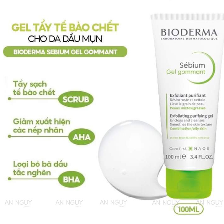BIODERMA Gel Tẩy Tế Bào Chết Cho Da Dầu Mụn - SEBIUM GEL GOMMANT (100ml)
