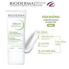 BIODERMA Kem Dưỡng Ẩm Dành Cho Da Mụn & Nhạy Cảm - SEBIUM SENSITIVE (30ml)