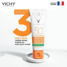 VICHY Kem Chống Nắng Chống Ô Nhiễm & Bụi Hàng Ngày - CAPITAL SOLEIL SPF50+ UVB UVA  MATTIFYING 3IN1 (50ml)