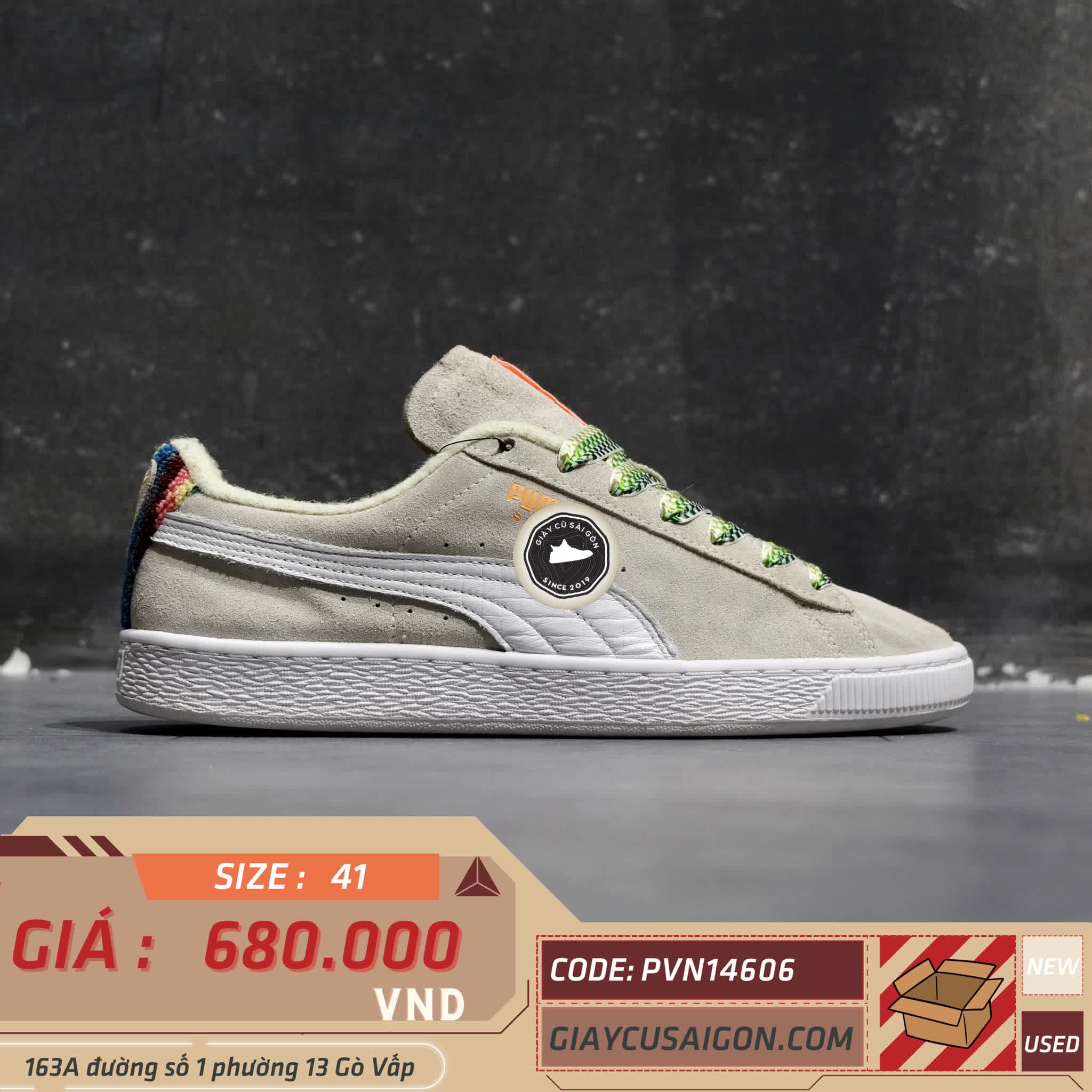 Giày 2HAND Puma Suede Classic Just For Fun 'White Green' 390503-01 SIZE 41 PVN14606