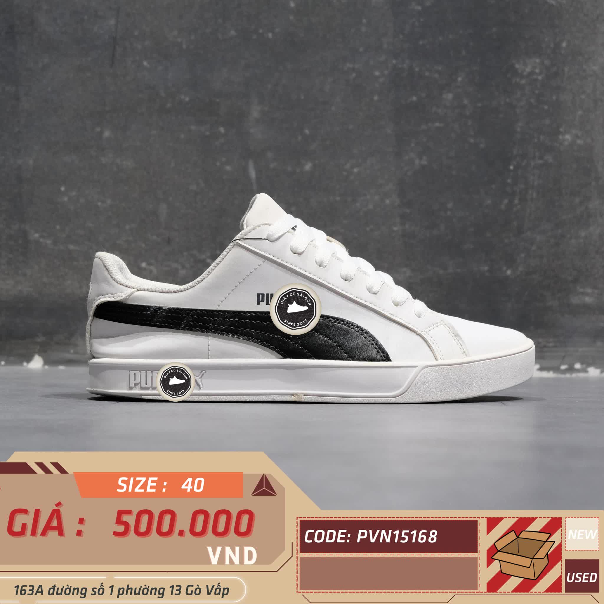 Giày 2HAND Puma Smash Vulc 'White Black' 359622-05 SIZE 40 PVN15168