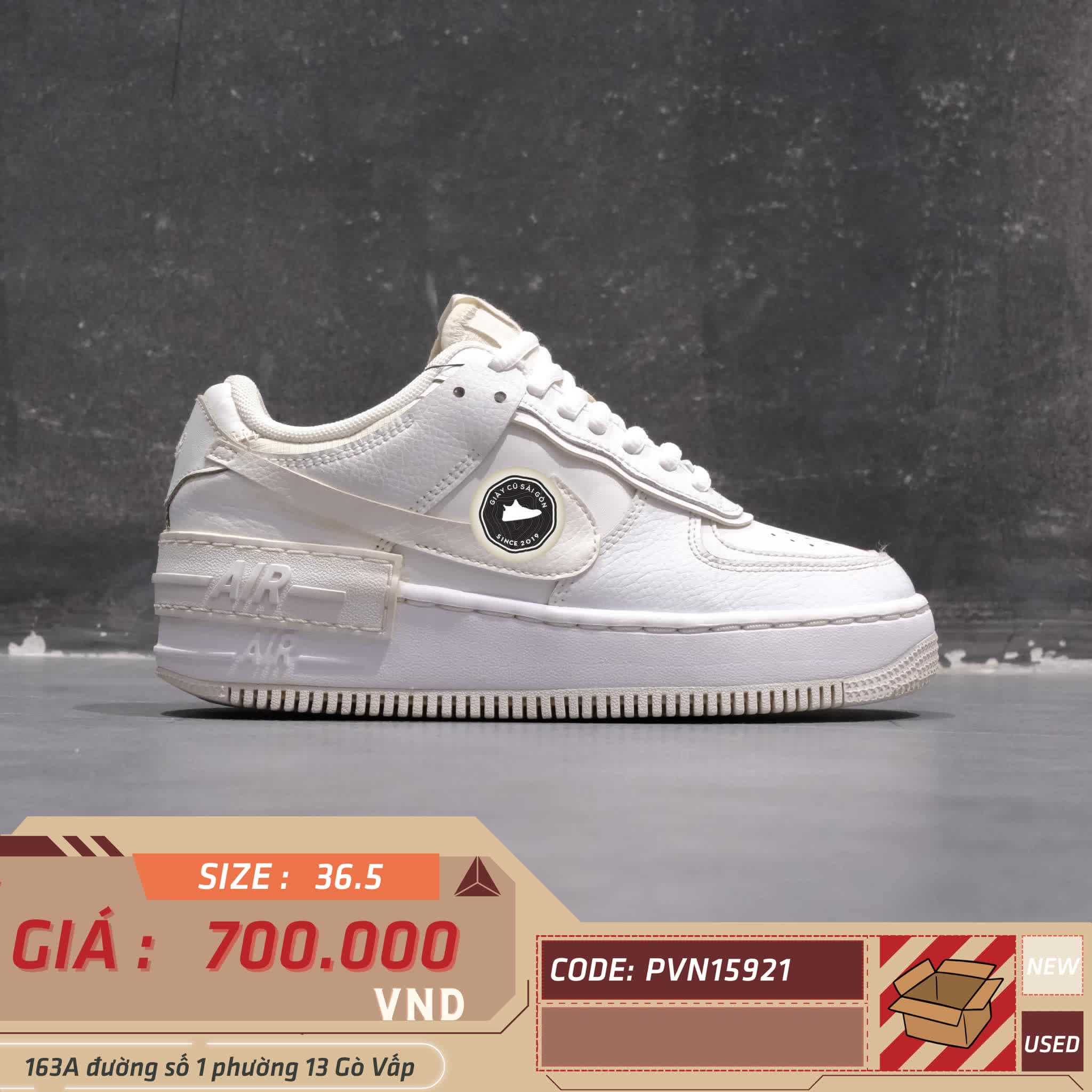 Giày 2hand Nike Air Force 1 Shadow 'Triple White' CI0919-100 SIZE 36.5 pvn15921