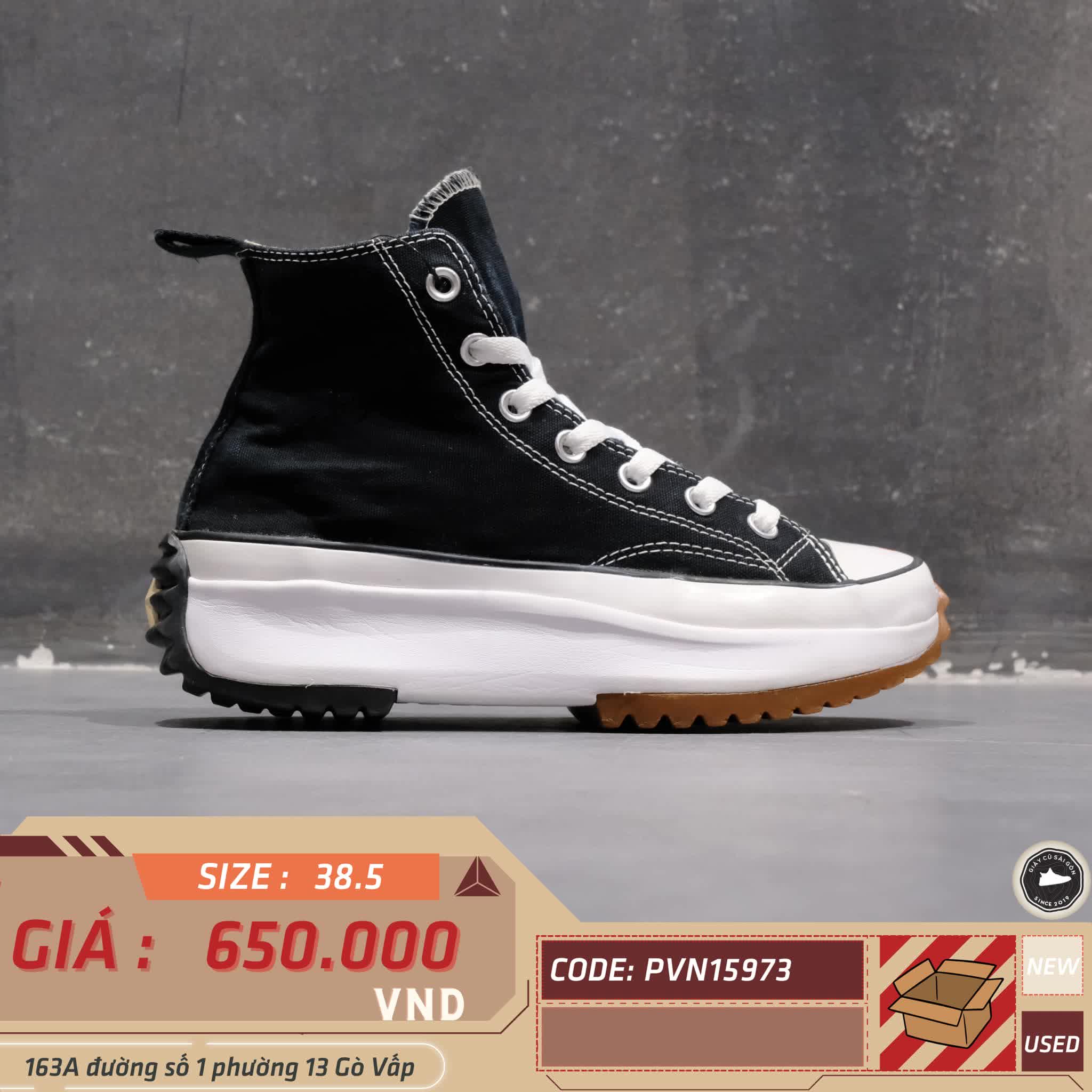 Giày 2hand RUN STAR HIKE HIGH BLACK GUM 166800C SIZE 38.5 PVN15973