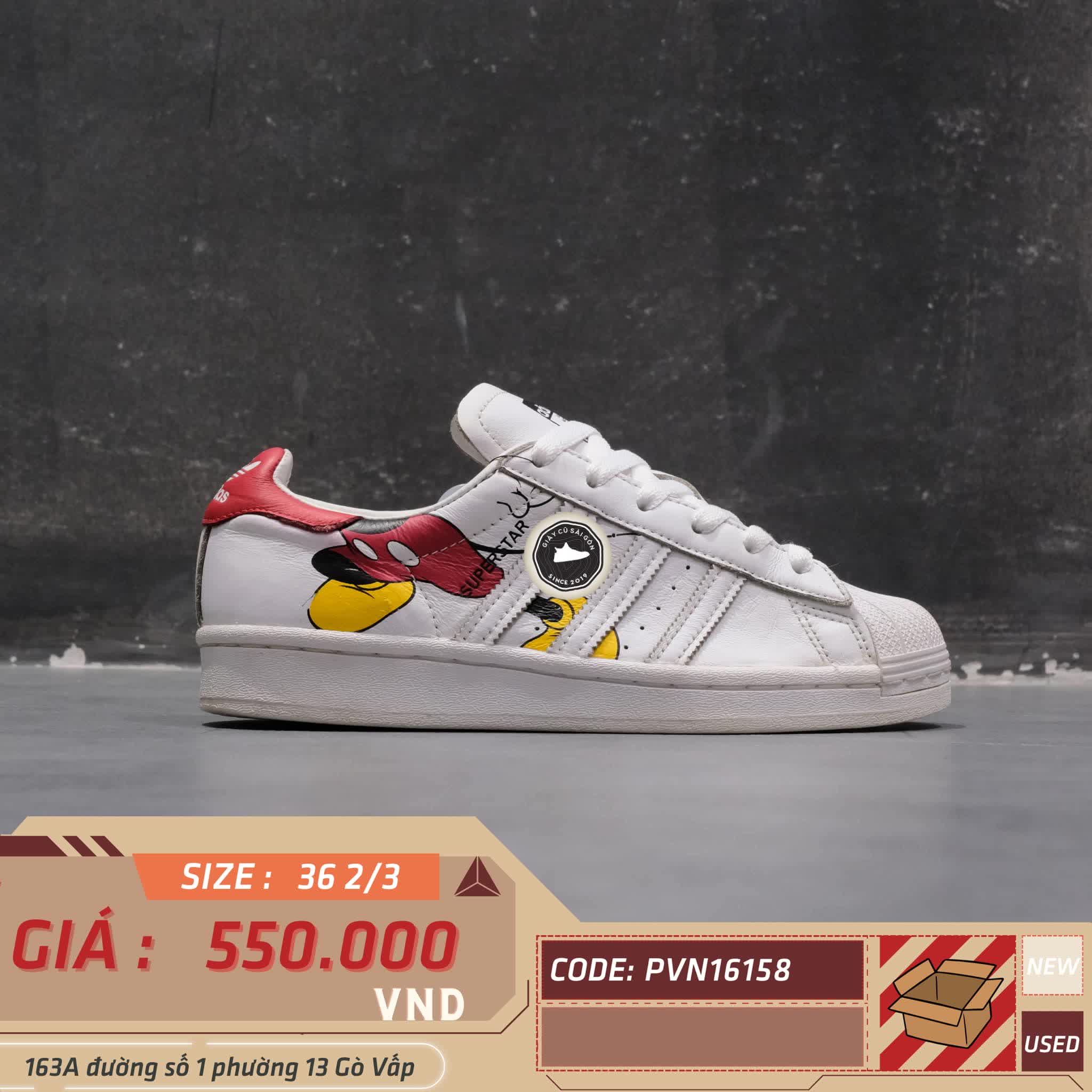Giày 2hand Mickey Mouse x Superstar Color FW290 SIZE 36 2/3 PVN16158
