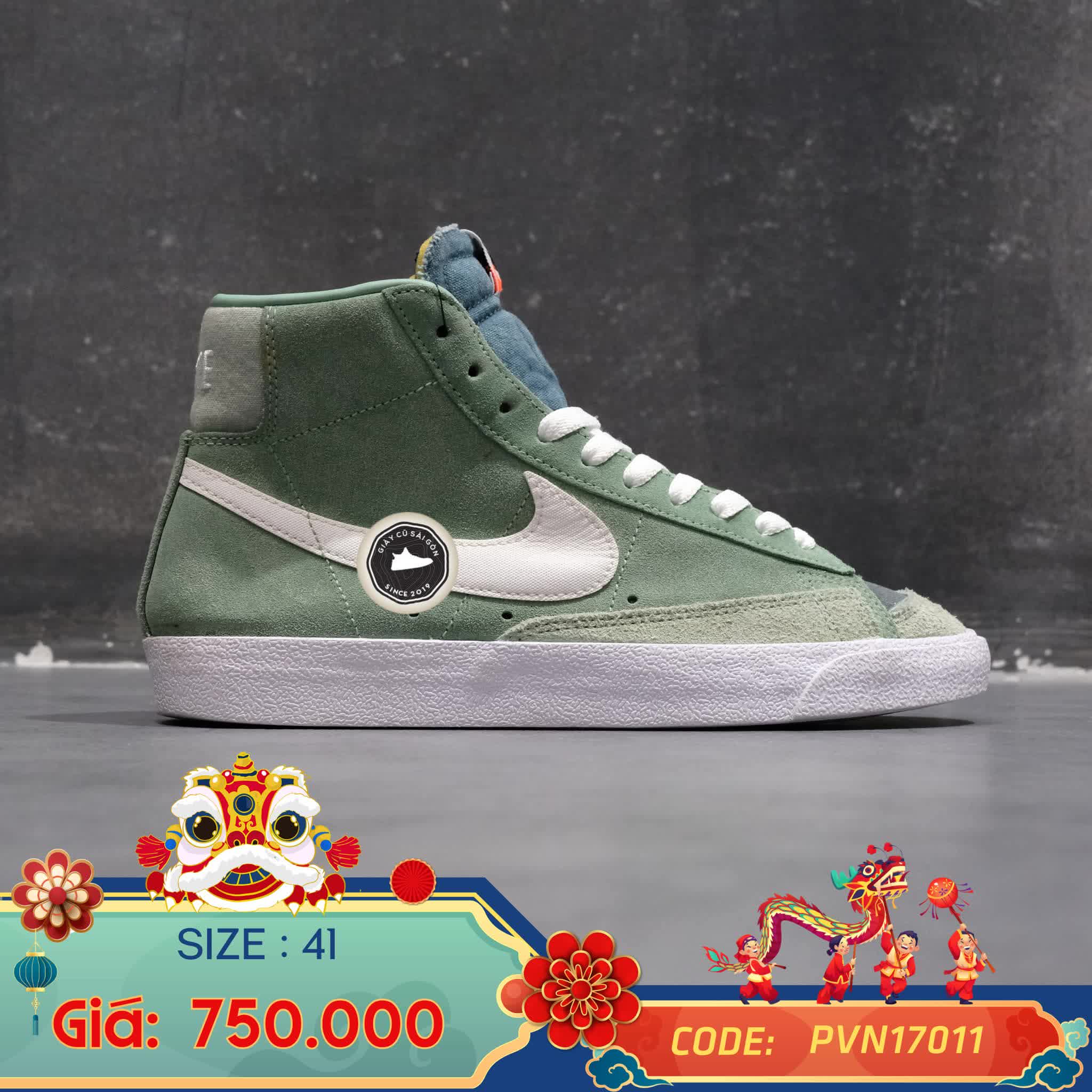 Giày 2hand Blazer Mid 77 Vintage Jade Ash Green CZ4609-300 SIZE 41 pvn17011