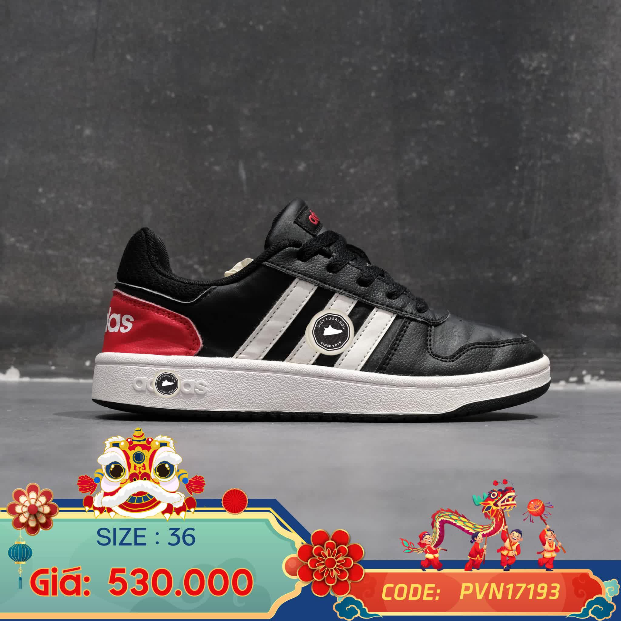 Giày 2hand Neo Originals Hoops 2.0 Shoes 'Black Red' FY7015 SIZE 36 PVN17193