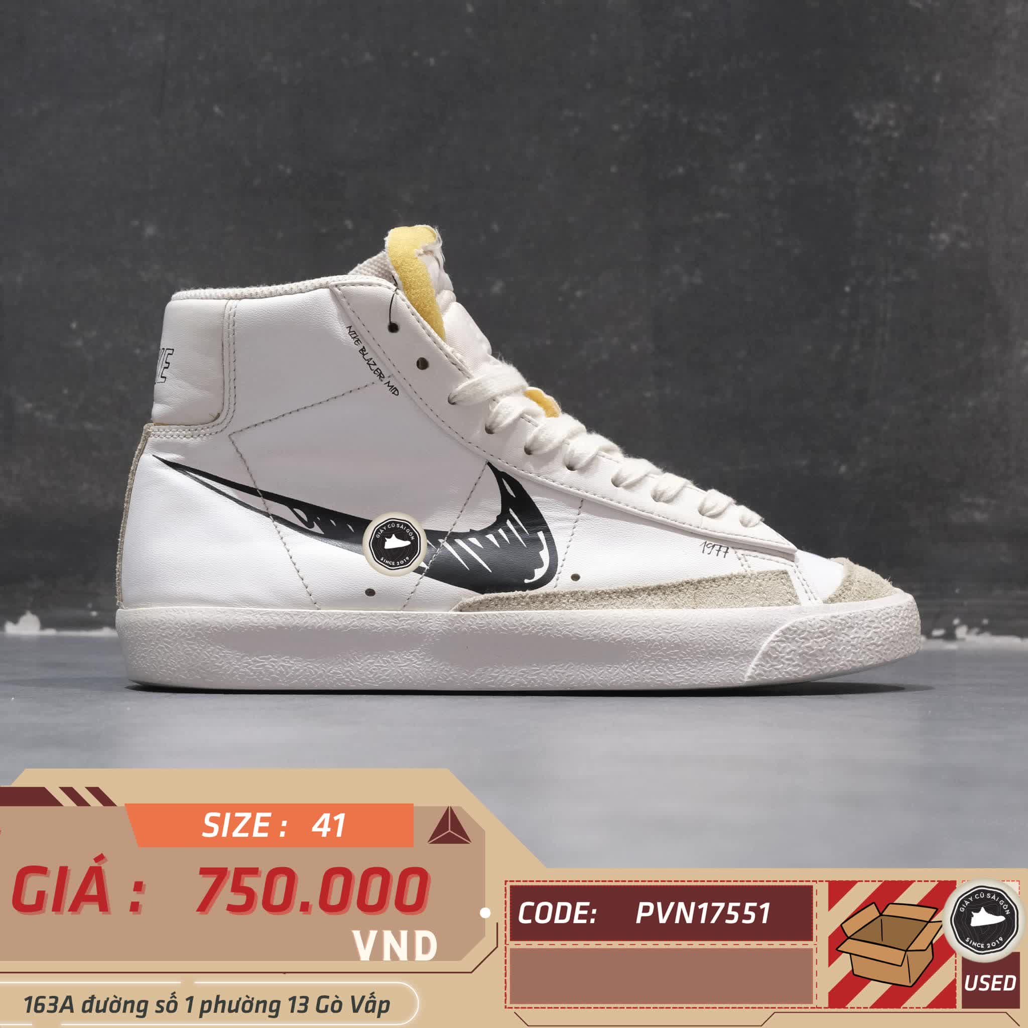 NIKE BLAZER MID '77 SKETCH WHITE BLACK CW7580-101 – GIÀY 2HAND