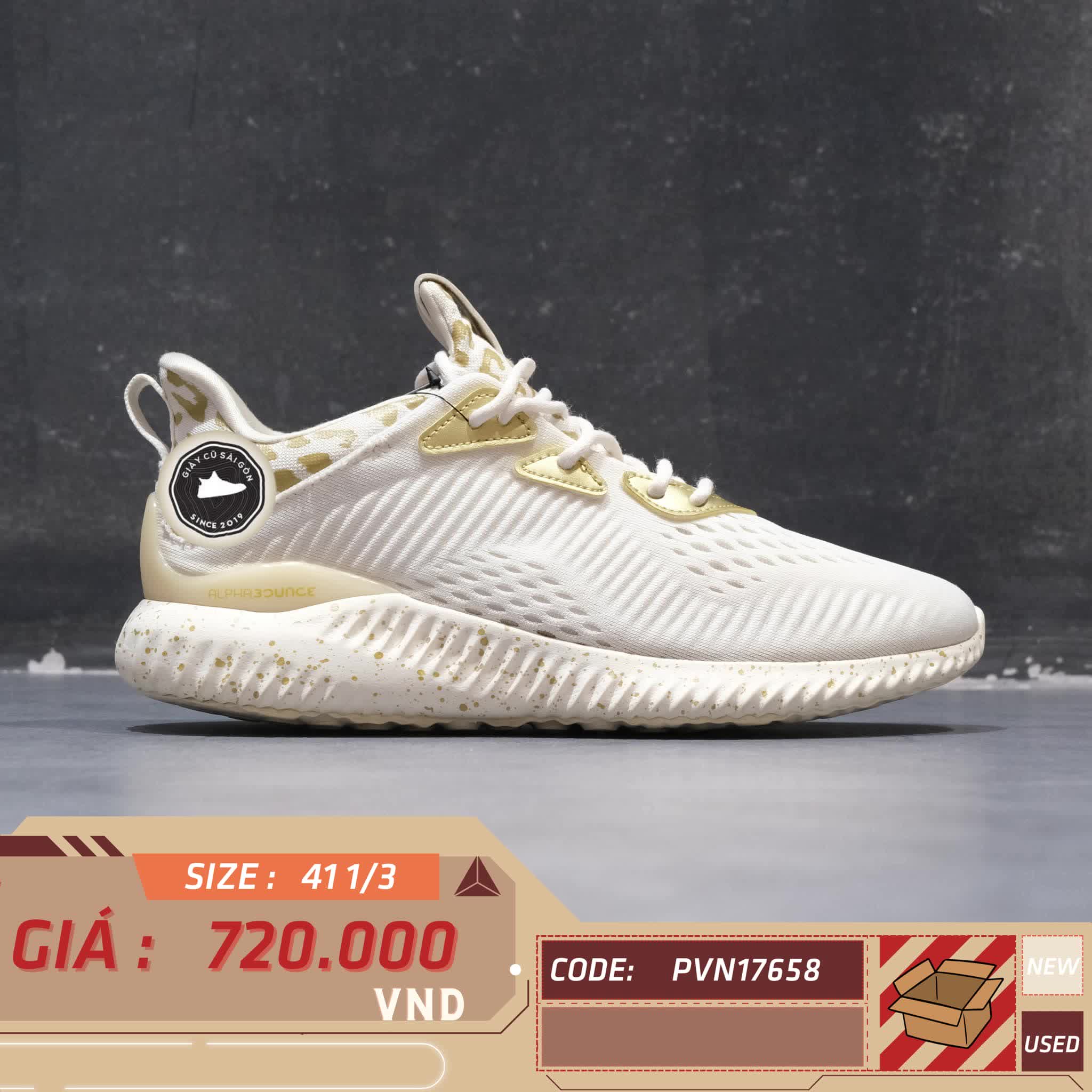 GIÀY 2HAND Alphabounce 1 Burner 'Chalk White' FW1237 SIZE 41 1/3  PVN17658