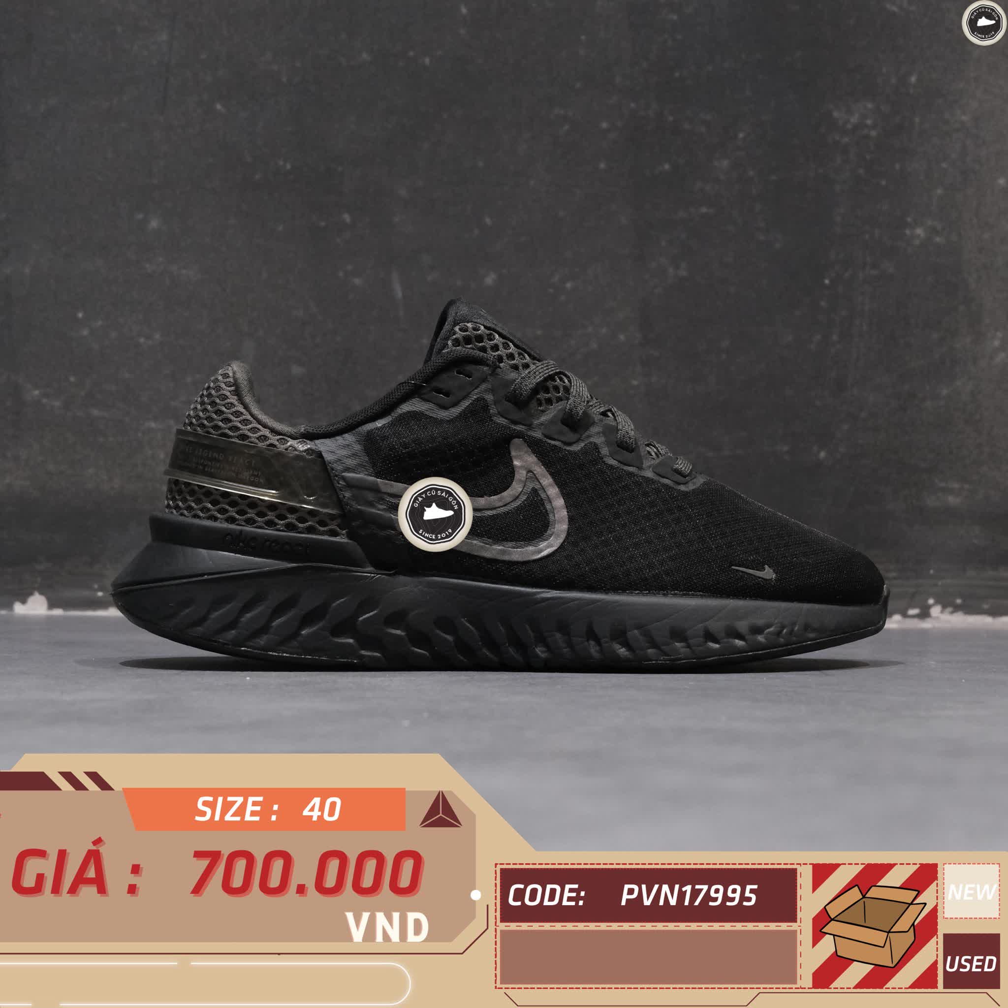 NIKE LEGEND REACT 3 'CORE BLACK' CK2563-003 SIZE 40 - GIÀY 2HAND CHÍNH HÃNG PVN17995