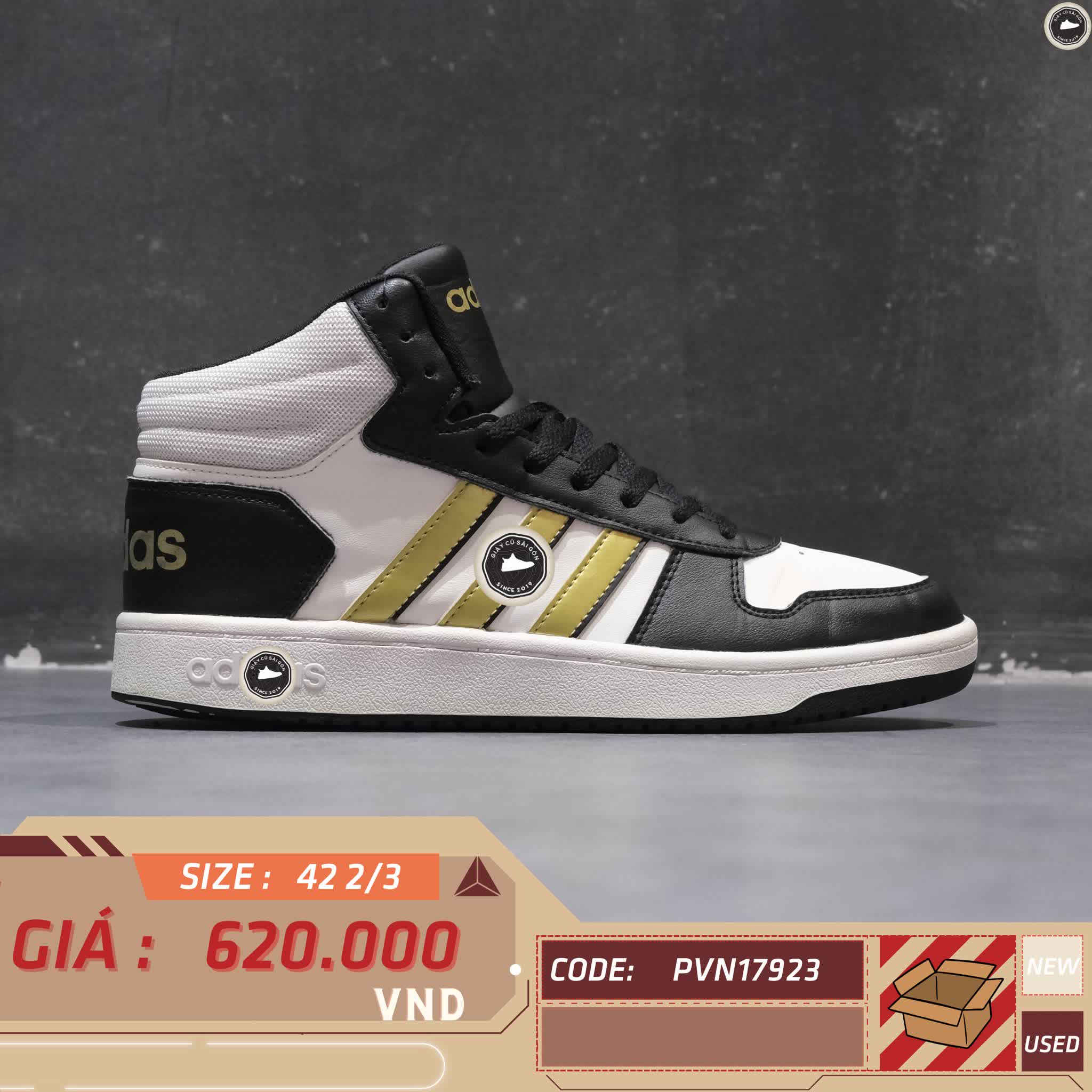 ADIDAS NEO HOOPS 2.0 MID H01197 SIZE 42 2/3 - GIÀY 2HAND CHÍNH HÃNG