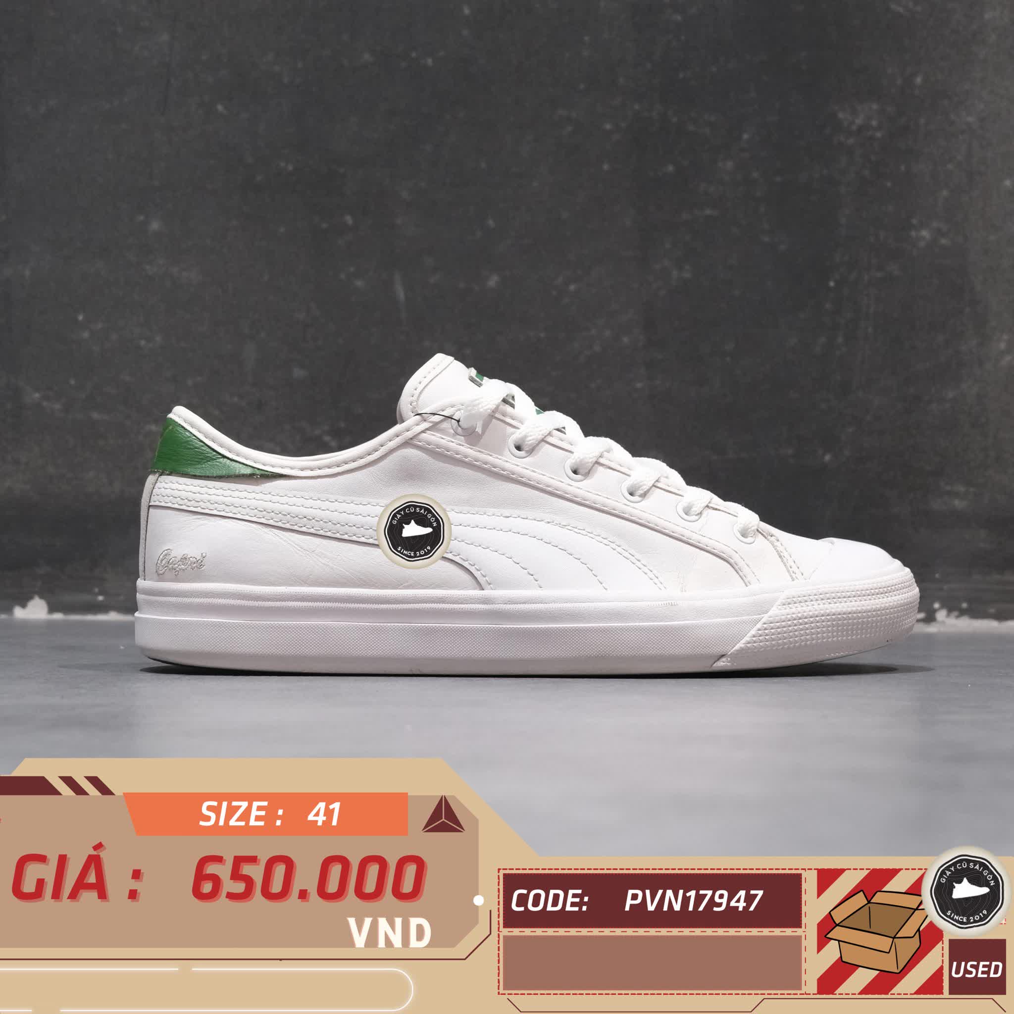 PUMA CAPRI LEATHER 'WHITE/GREEN' – 369244-06 – GIÀY 2HAND CHÍNH HÃNG