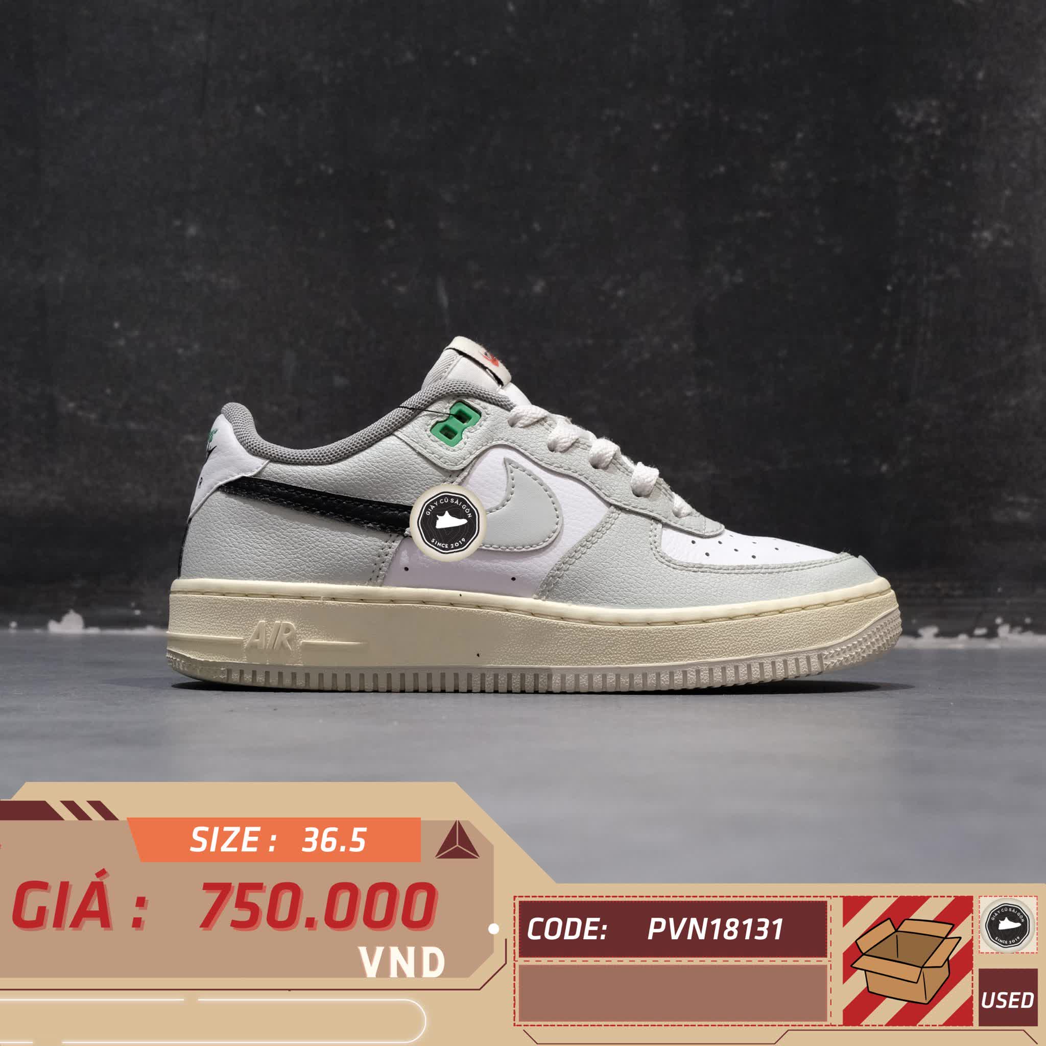 NIKE AIR FORCE 1 LOW LV8 2 'SPLIT LIGHT SILVER' DZ2660-001 SIZE 36.5 - GIÀY 2HAND CHÍNH HÃNG