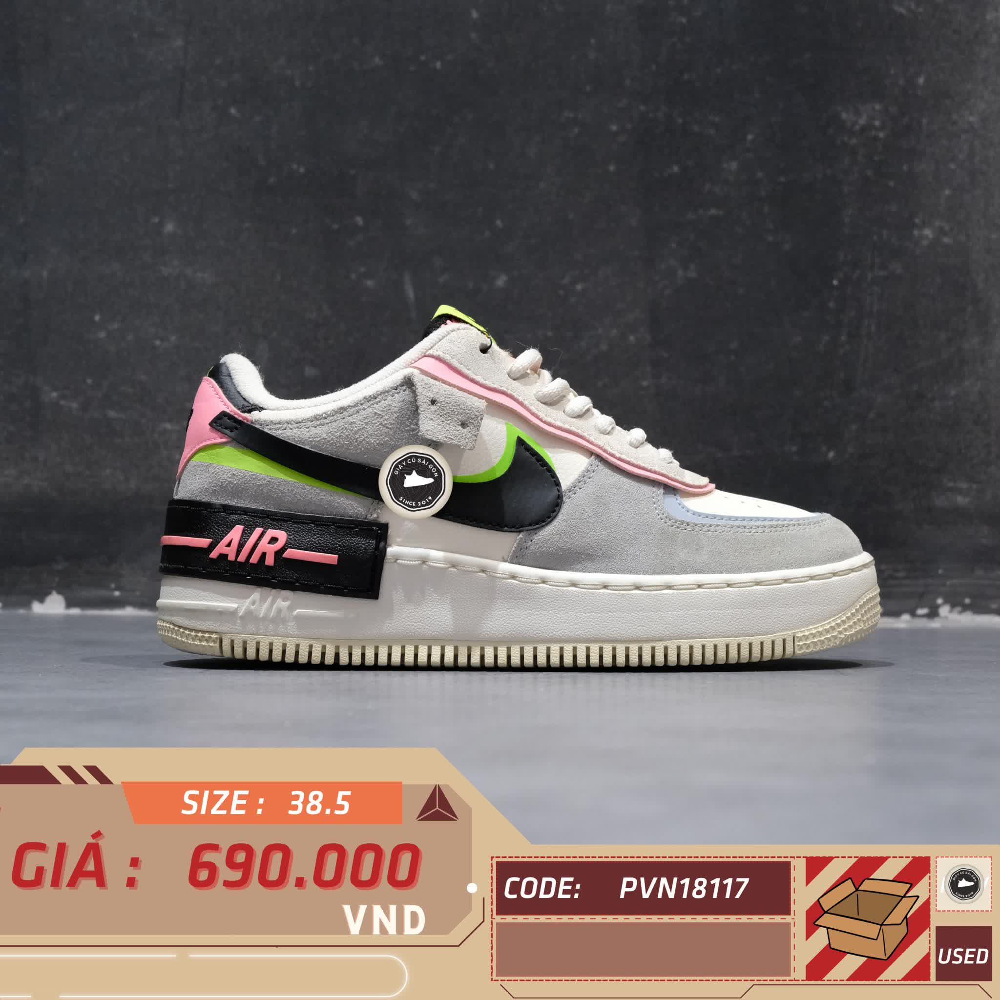 NIKE AIR FORCE 1 SHADOW 'SUNSET PULSE' CU8591 101 SIZE 38.5 - GIÀY 2HAND CHÍNH HÃNG