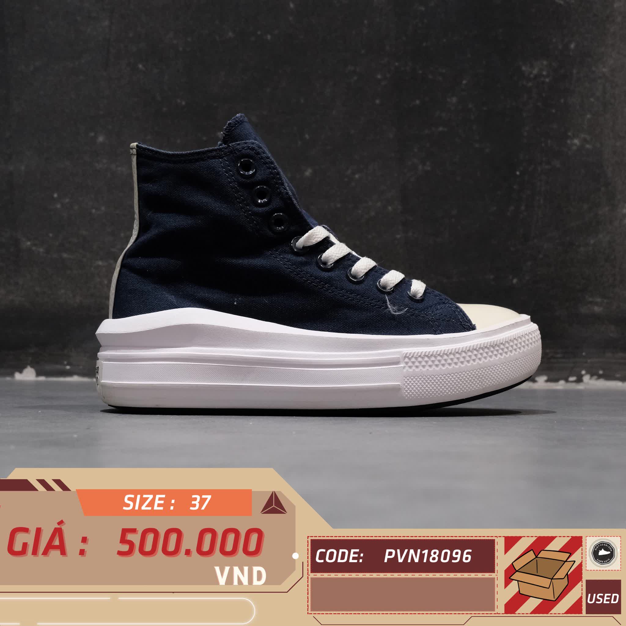 CONVERSE CHUCK TAYLOR ALL STAR MOVE HIGH 'ANODIZED METALS - OBSIDIAN' 570261C SIZE 37 - GIÀY 2HAND CHÍNH HÃNG