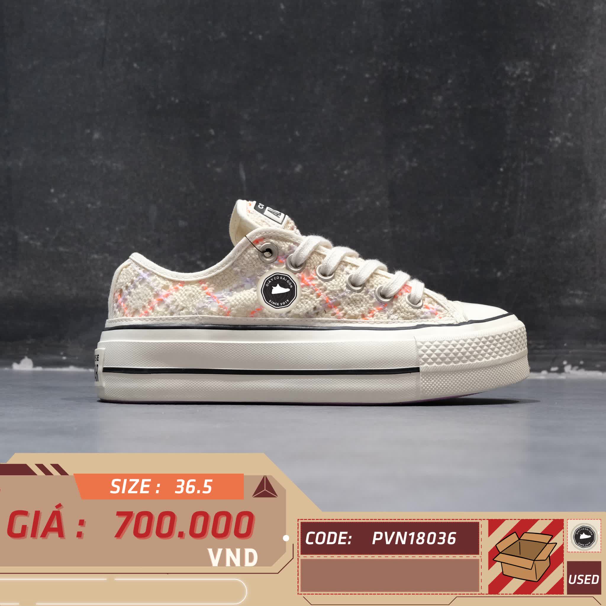 CONVERSE CHUCK TAYLOR ALL STAR LOW 'BOHO CROCHET' 568278C SIZE 36.5 - GIÀY 2HAND CHÍNH HÃNG