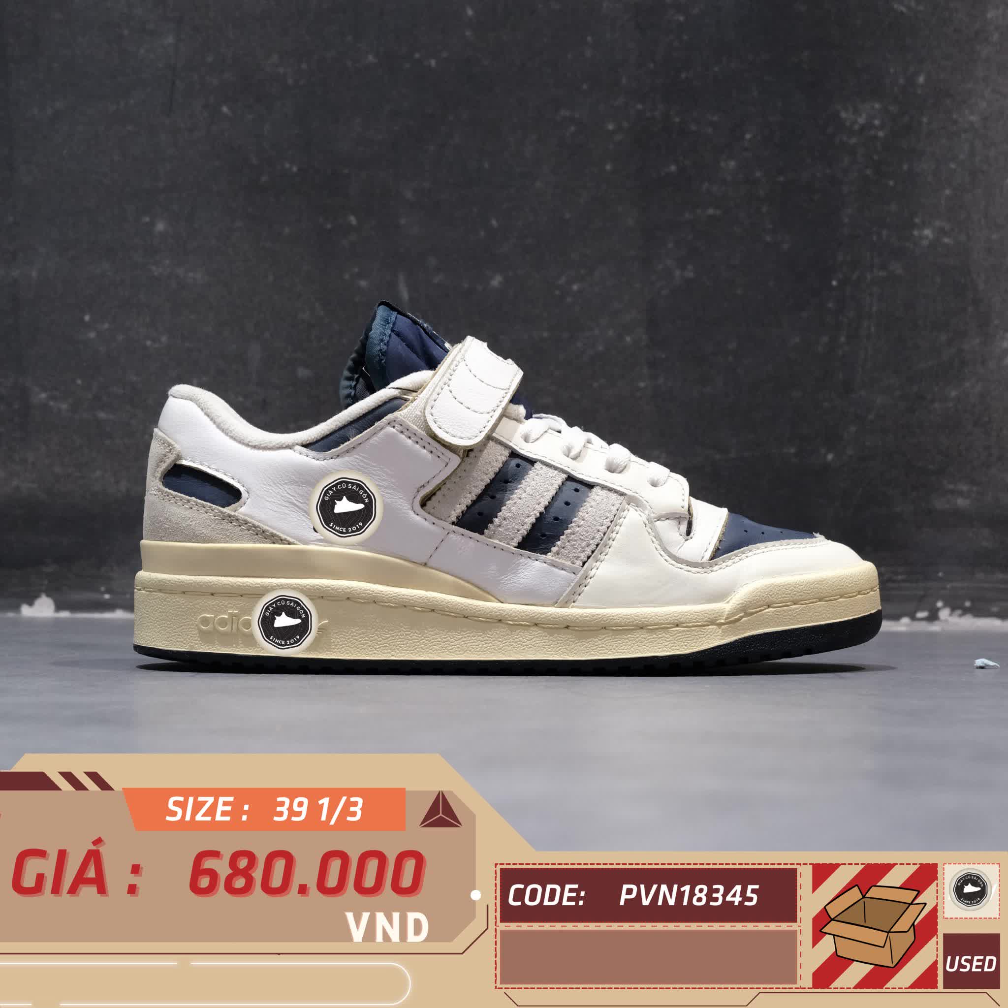 ADIDAS FORUM 84 LOW 'OFF WHITE COLLEGIATE NAVY' GZ6427 SIZE 39 1/3 - GIÀY 2HAND CHÍNH HÃNG