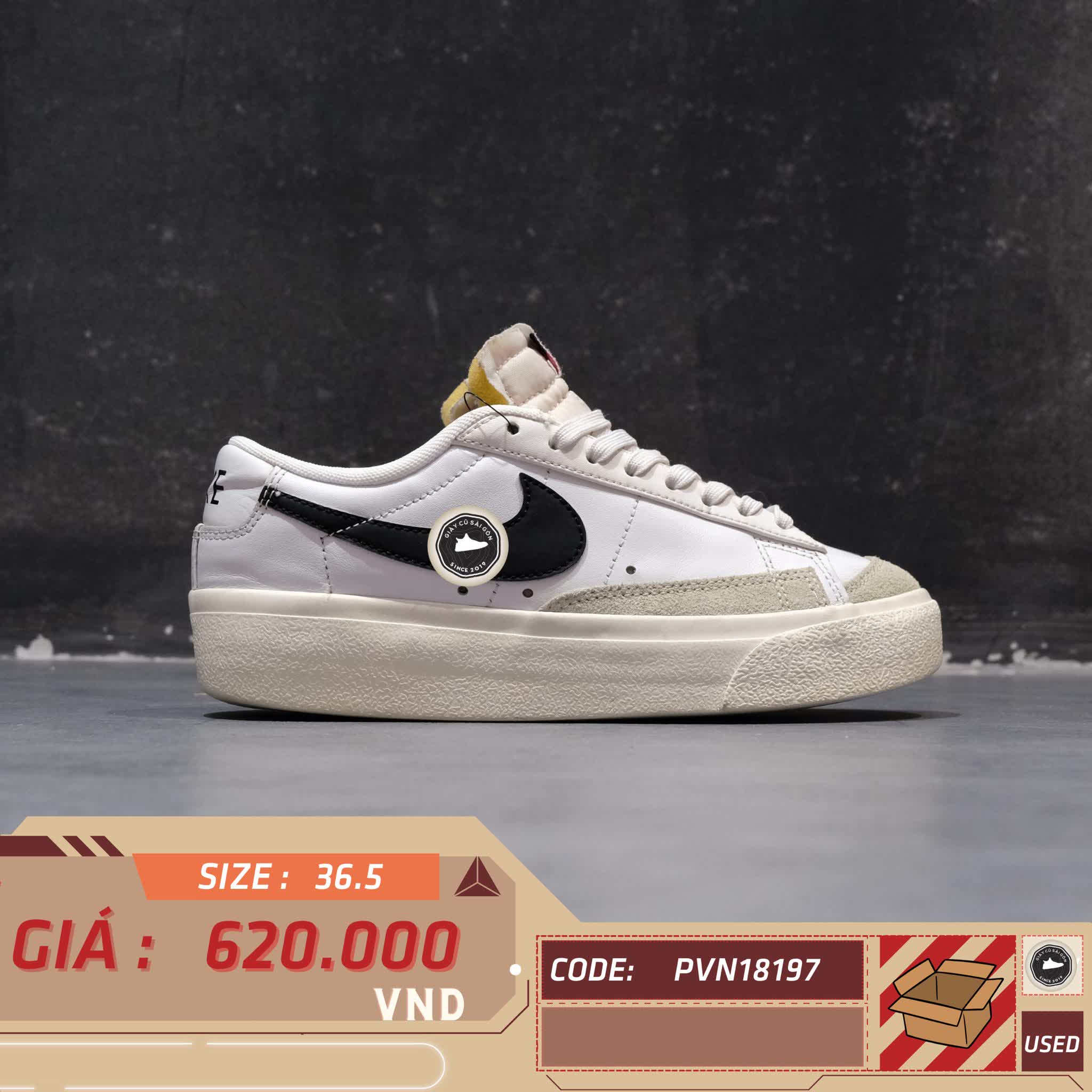 GIÀY NIKE BLAZER LOW PLATFORM DJ0292-101 SIZE 36.5 - GIÀY 2HAND CHÍNH HÃNG