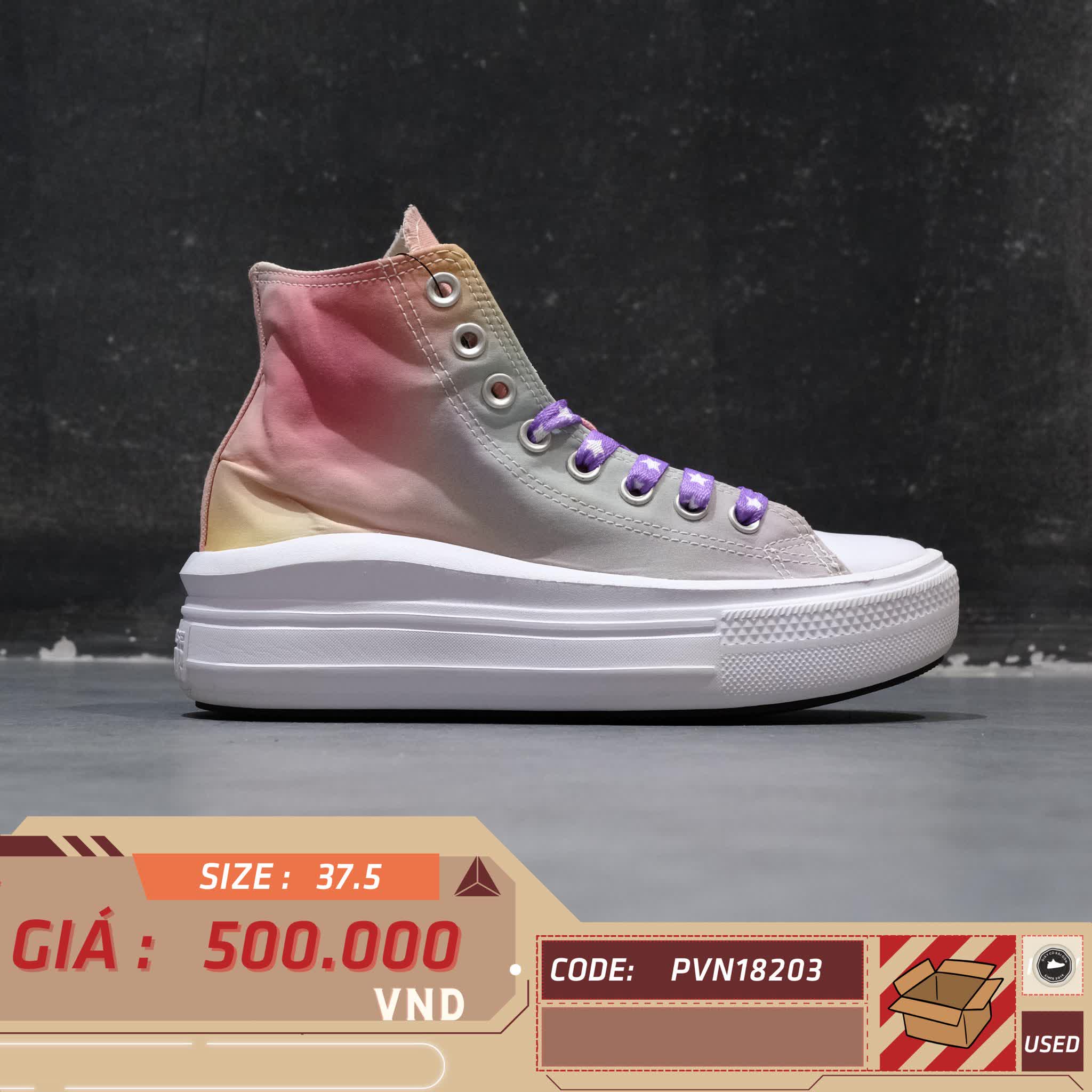CONVERSE CHUCK TAYLOR ALL STAR MOVE PLATFORM HIGH 'RAINBOW OMBRE' A03626C SIZE 37.5 - GIÀY 2HAND CHÍNH HÃNG