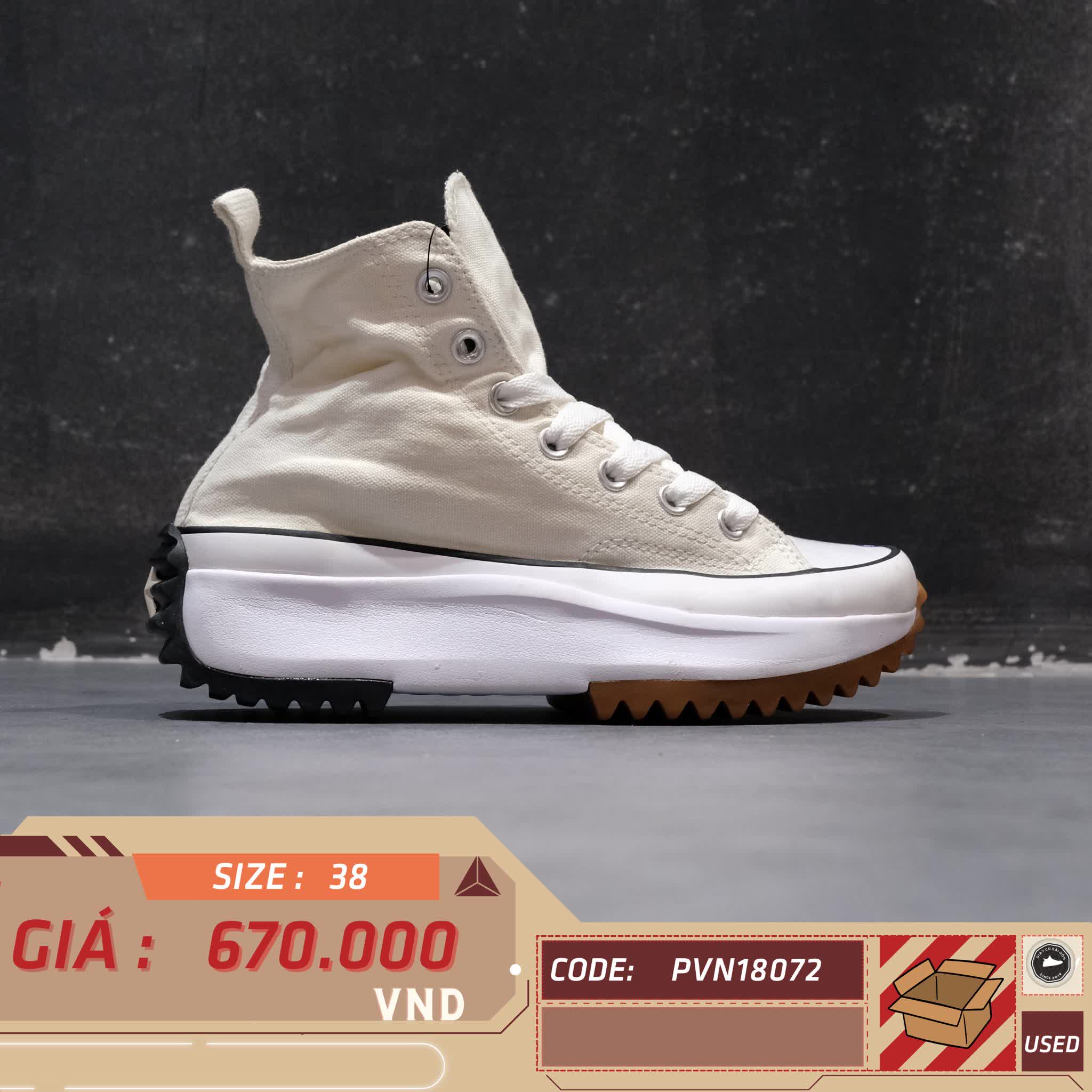 CONVERSE RUN STAR HIKE HI 'WHITE BLACK GUM' 166799C SIZE 38 - GIÀY 2HAND CHÍNH HÃNG