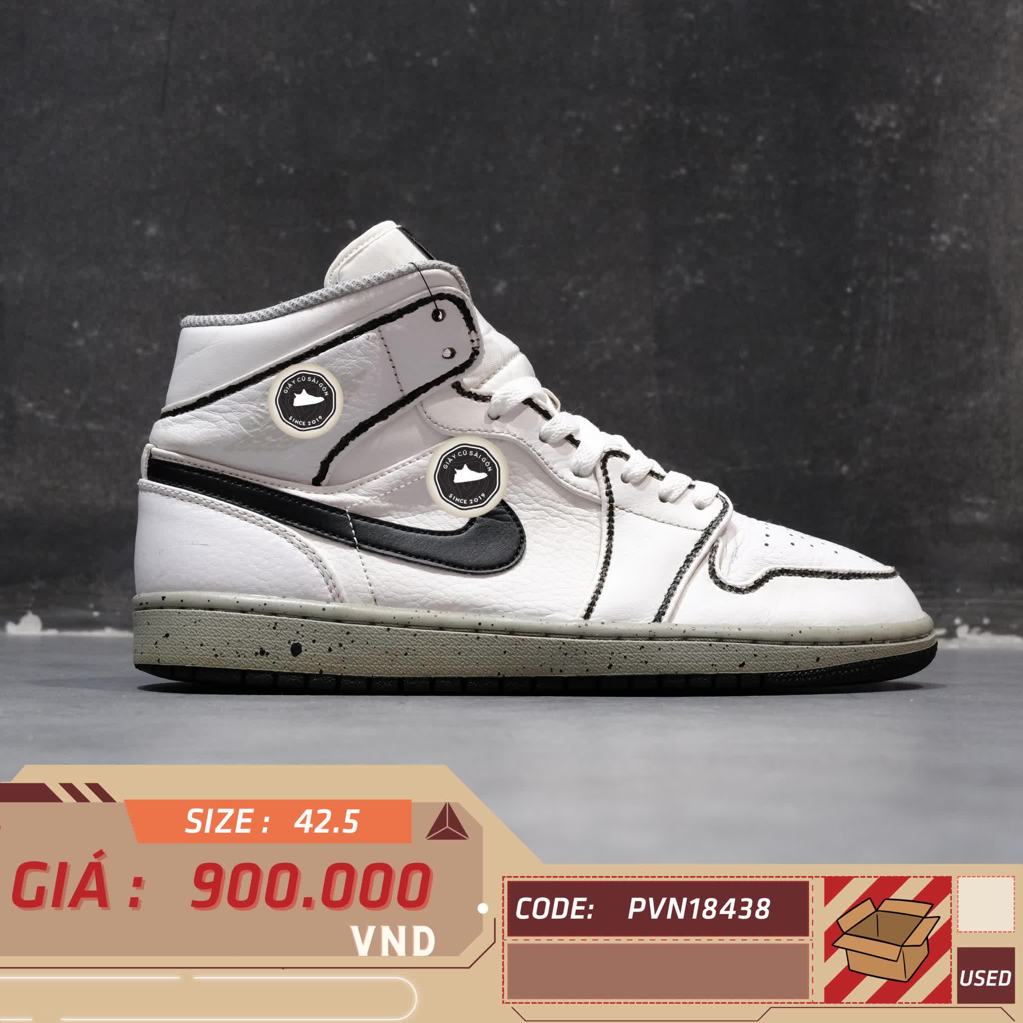GIÀY NIKE AIR JORDAN 1 MID 'WHITE CEMENT' 554724-115 SIZE 42.5 – GIÀY 2HAND CHÍNH HÃNG
