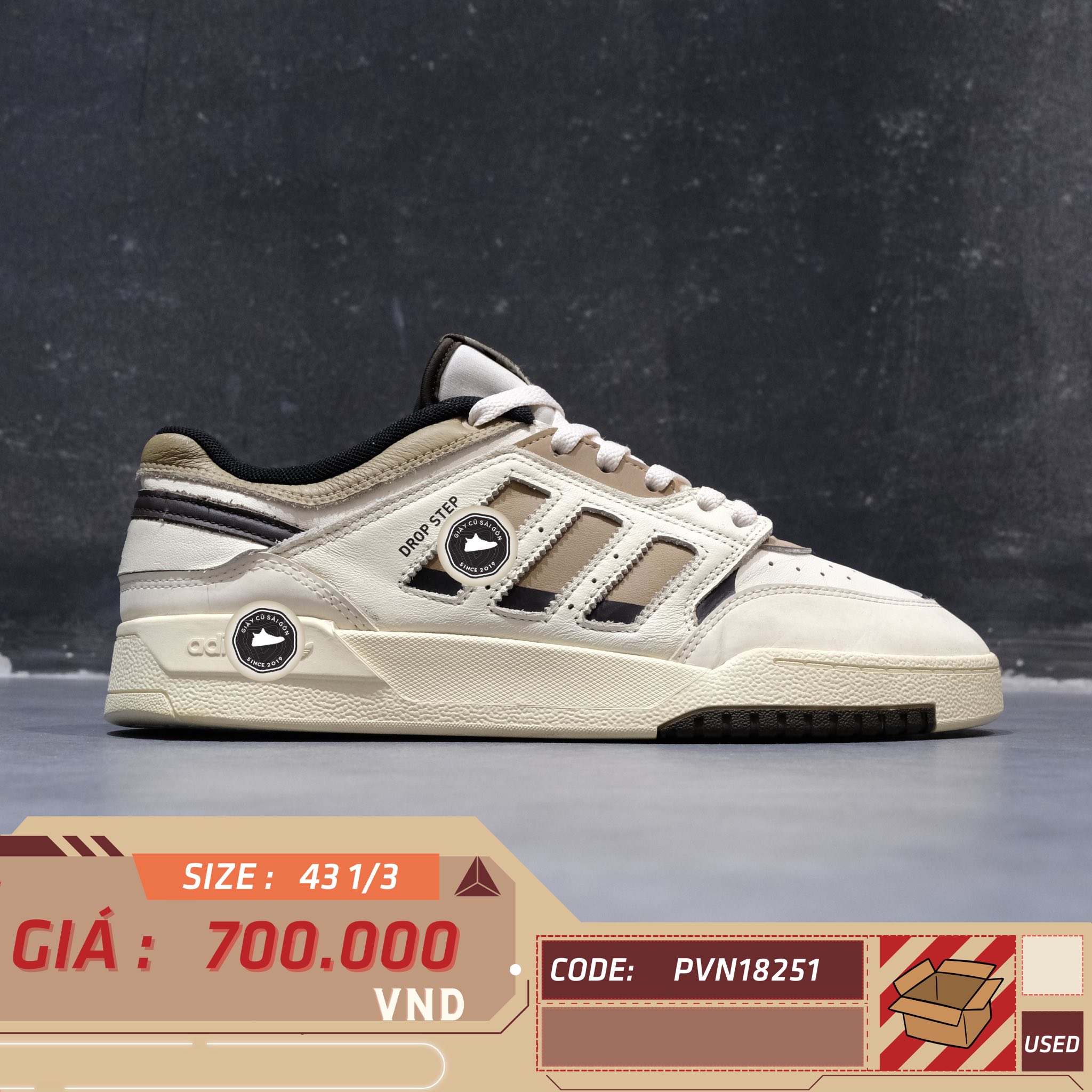 GIÀY ADIDAS DROP STEP LOW 'WHITE BROWN' H03684 SIZE 43 1/3