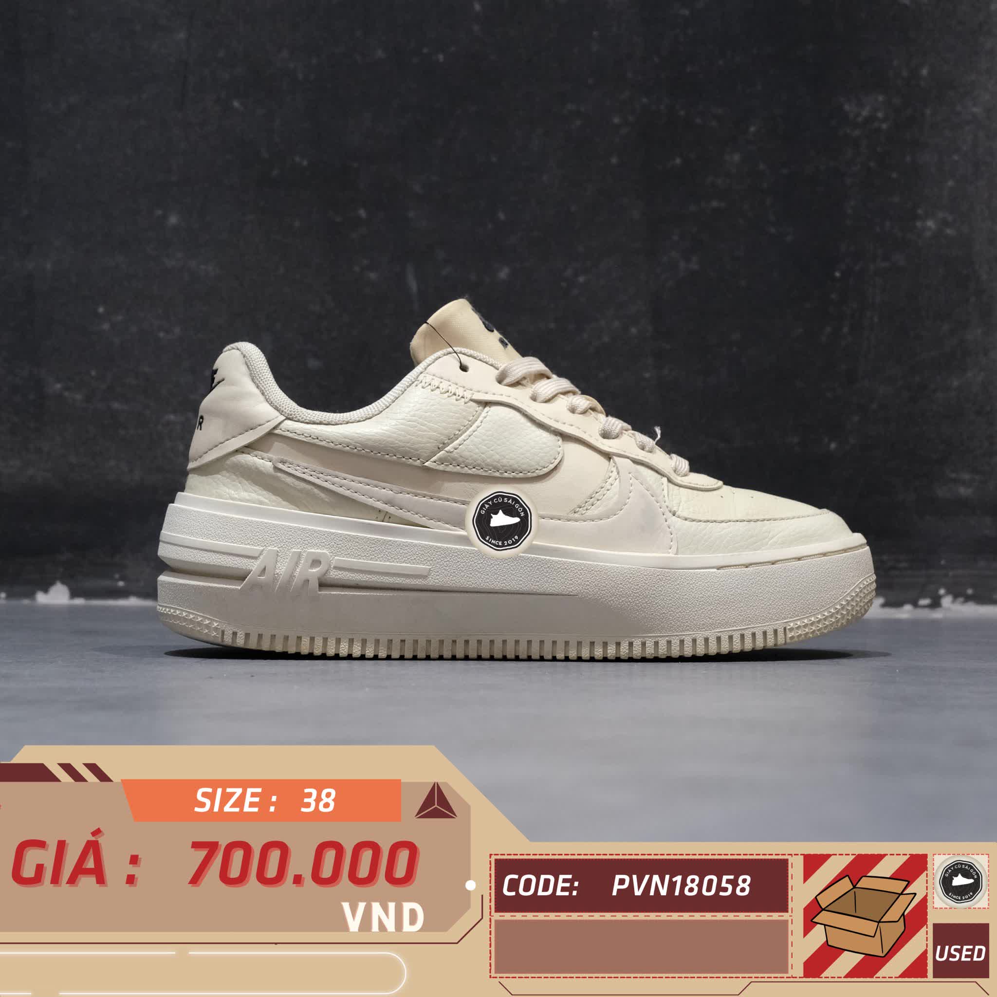 NIKE AIR FORCE 1 PLT.AF.ORM FOSSIL – DJ9946 200 – SIZE 38 – GIÀY 2HAND CHÍNH HÃNG
