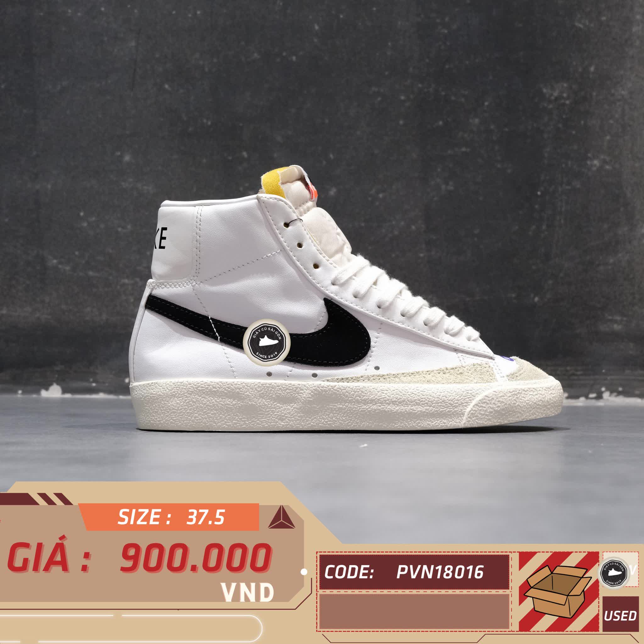 GIÀY NIKE BLAZER MID '77 VINTAGE WHITE BLACK CZ1055 100 SIZE 37.5 – GIÀY 2HAND CHÍNH HÃNG