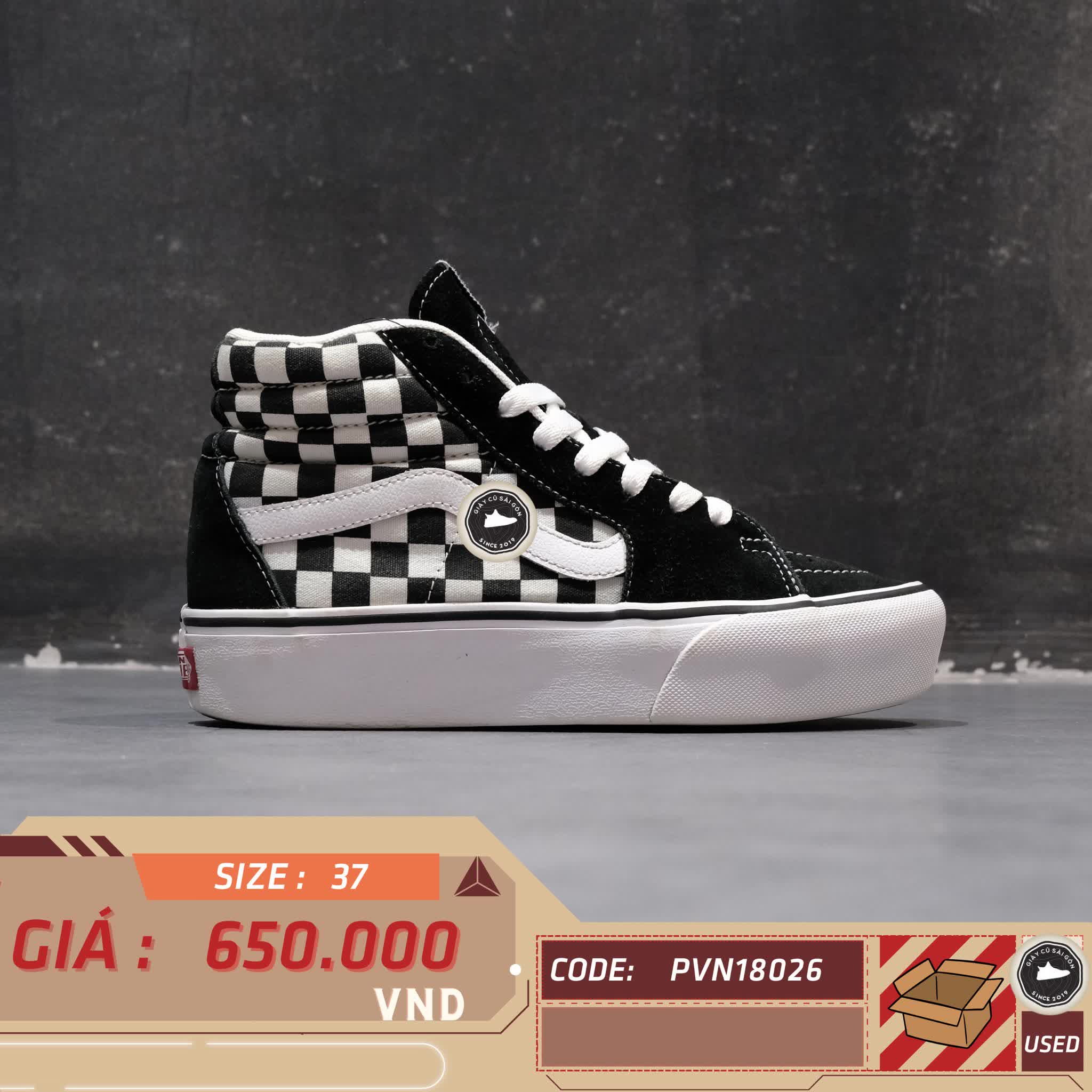 VANS SK8-HI PLATFORM 2.0 CHECKERBOARD SIZE 37 - GIÀY 2HAND CHÍNH HÃNG