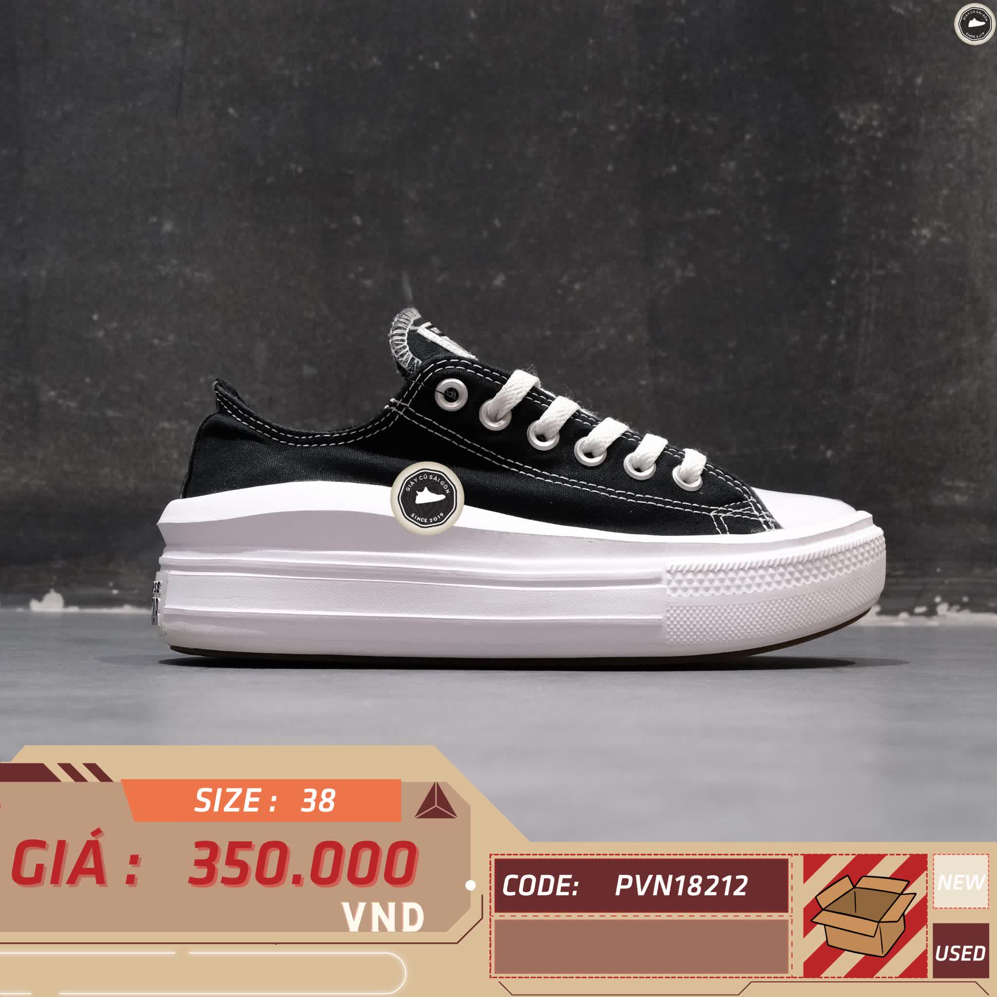 CONVERSE CHUCK TAYLOR ALL STAR MOVE 570256C - SIZE 38 - GIÀY 2HAND CHÍNH HÃNG PVN18212