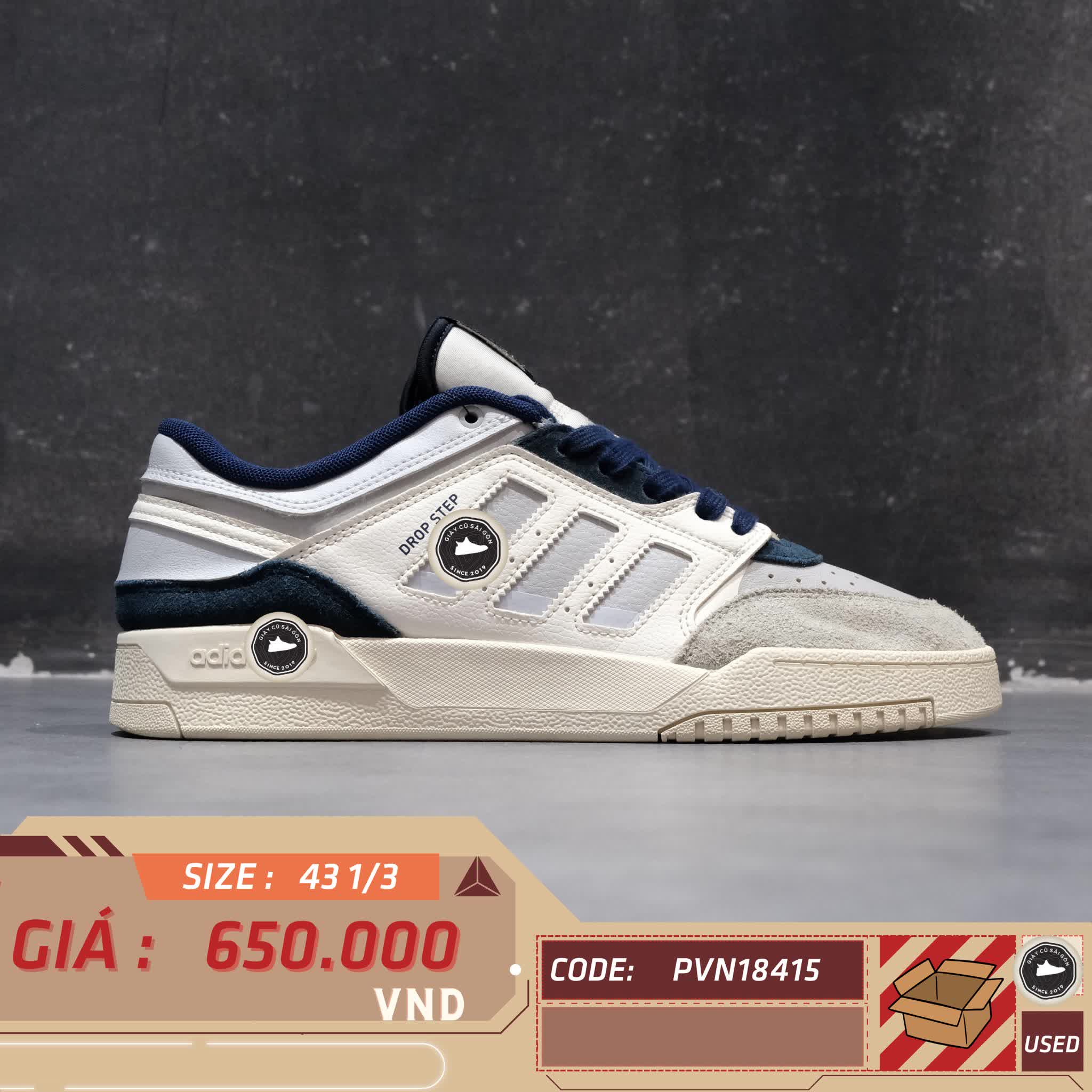 ADIDAS DROP STEP LOW 'OFF WHITE HALO BLUE' HQ7119 SIZE 43 1/3 - GIÀY 2HAND CHÍNH HÃNG