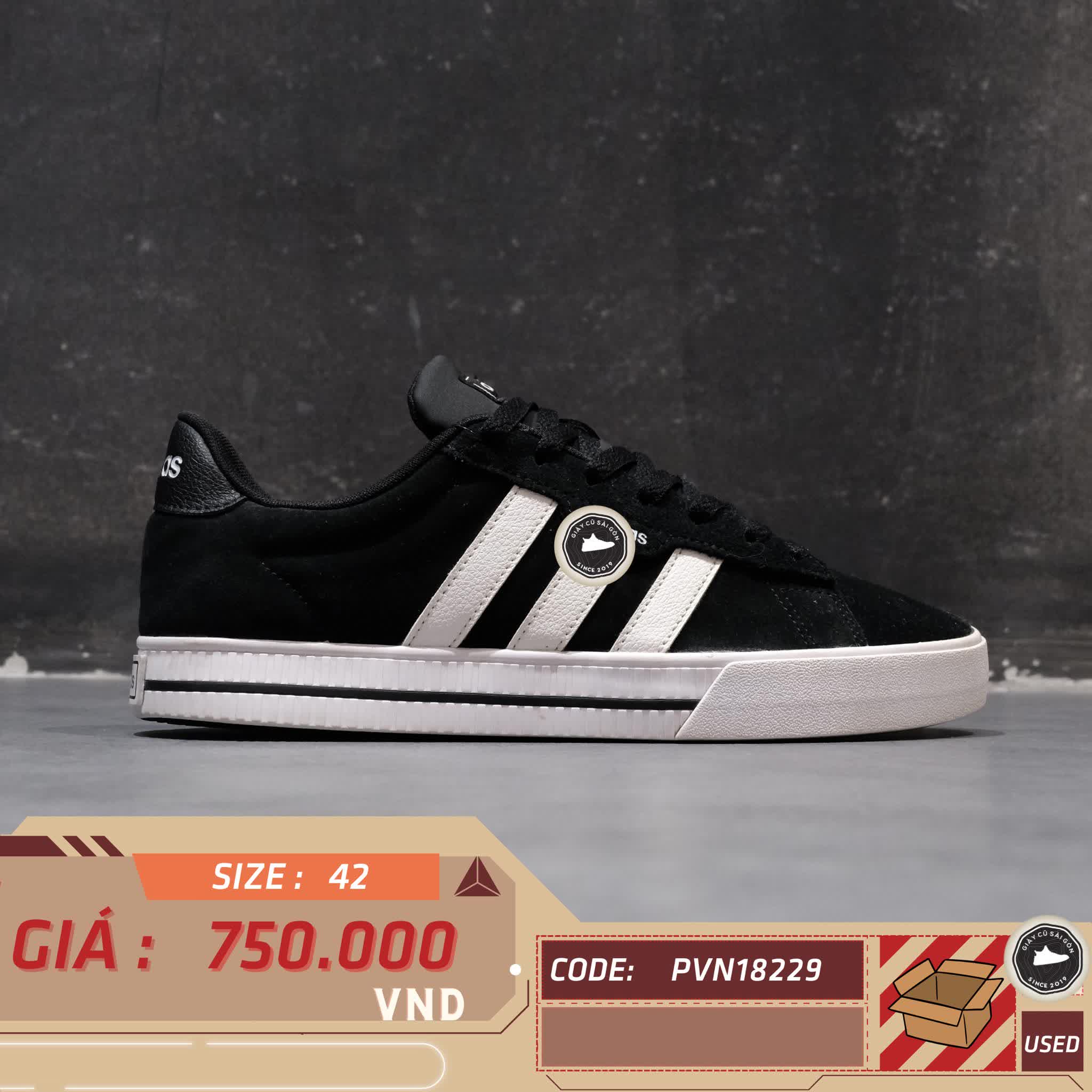 ADIDAS DAILY 3.0 'BLACK WHITE' – FW7439 – SIZE 42 – GIÀY 2HAND CHÍNH HÃNG