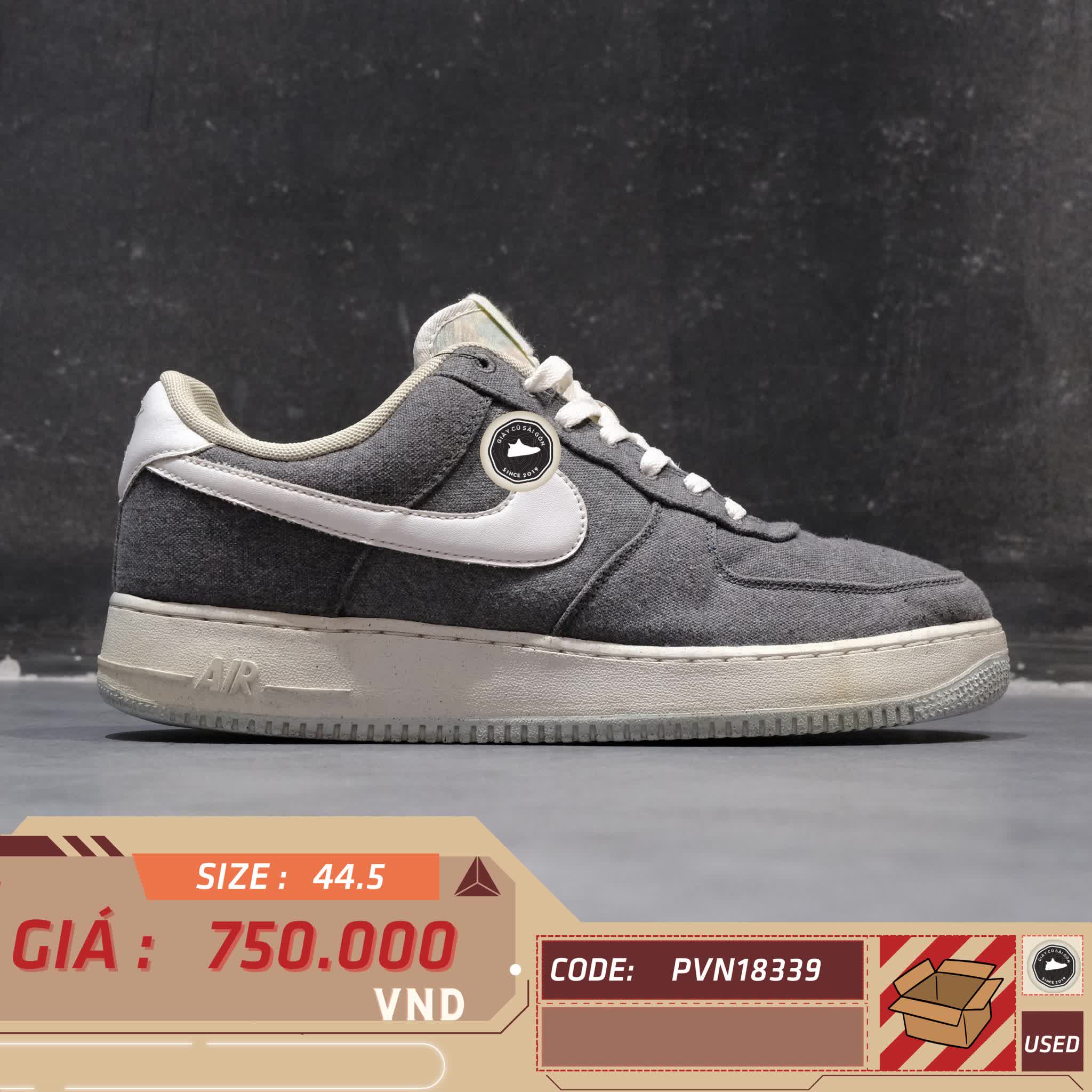 NIKE AIR FORCE 1 LOW 07 RECYCLED CANVAS CN0866 002 SIZE 44.5 - GIÀY 2HAND CHÍNH HÃNG