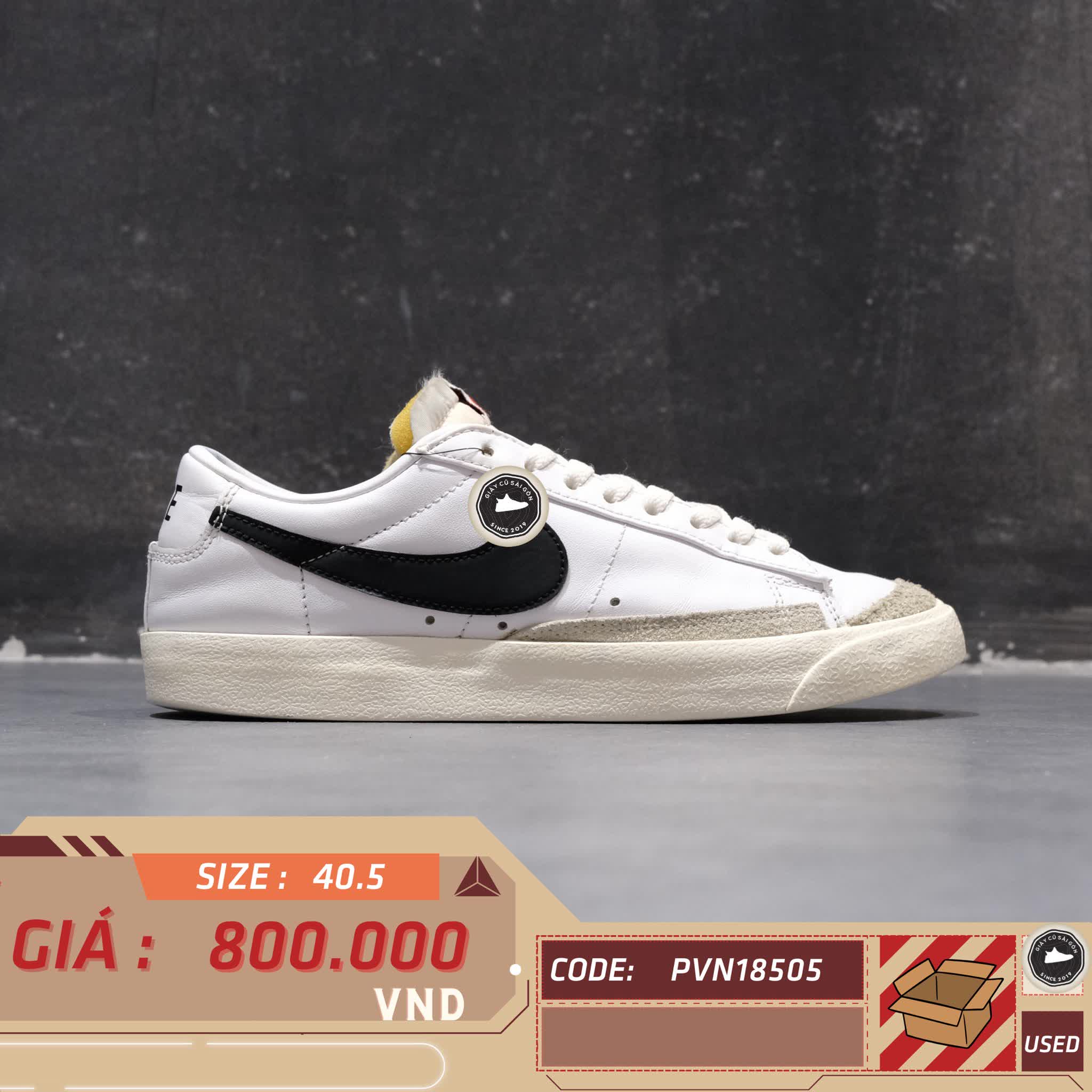 NIKE BLAZER LOW '77 VINTAGE WHITE BLACK' - DA6364-101 - GIÀY 2HAND CHÍNH HÃNG