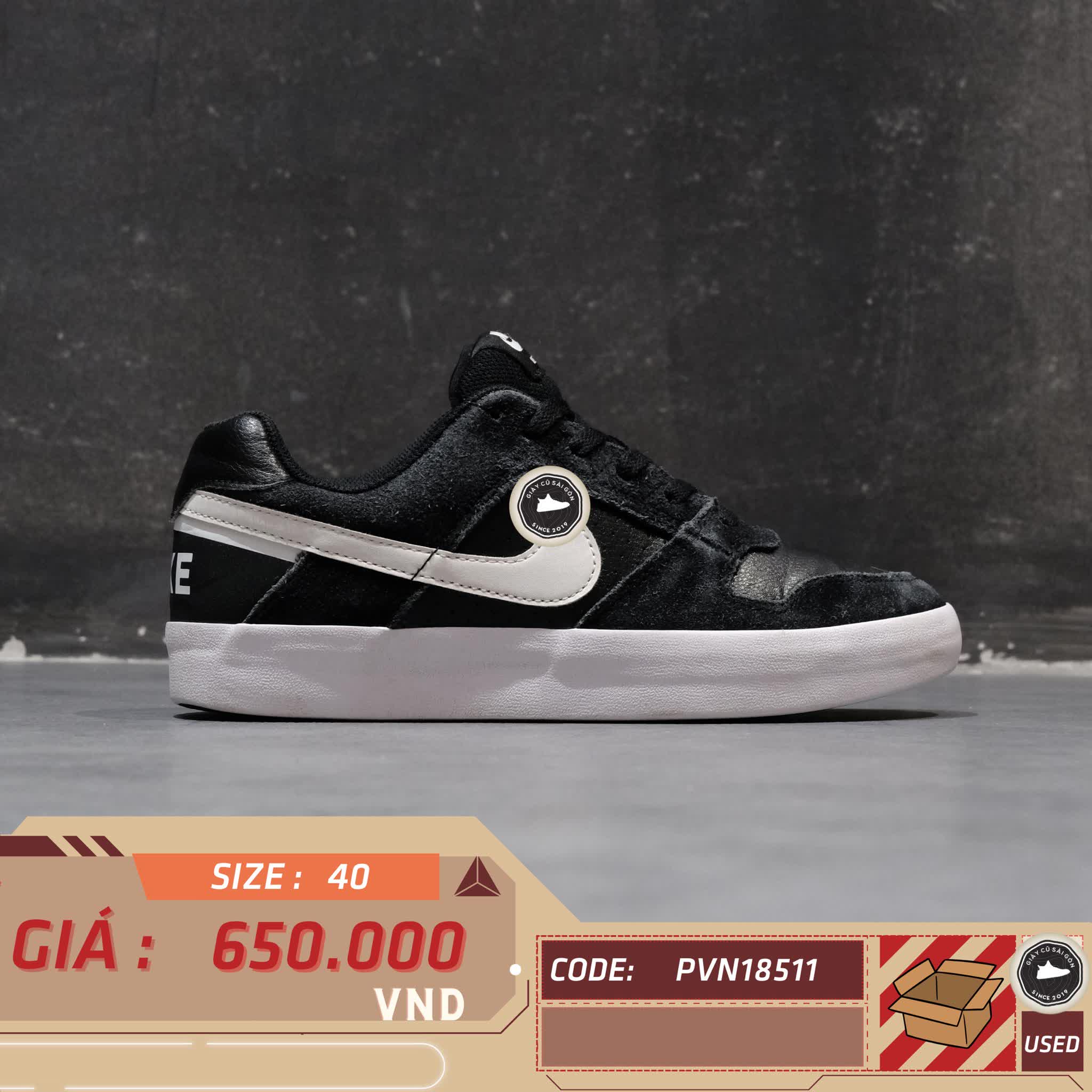NIKE SB DELTA FORCE VULC 'BLACK WHITE' – 942237 010 – GIÀY 2HAND CHÍNH HÃNG