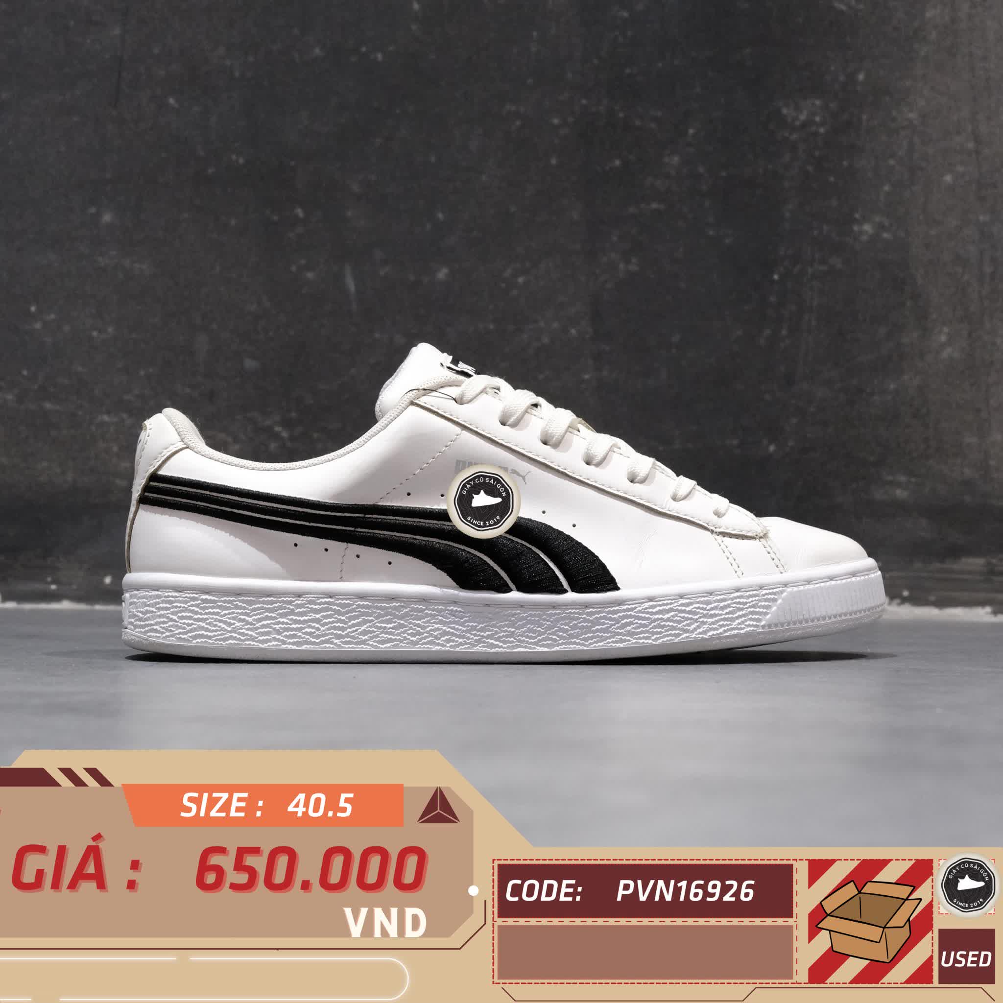 PUMA BASKET CLASSIC BADGE 'WHITE BLACK' – 362550 01 – GIÀY 2HAND CHÍNH HÃNG