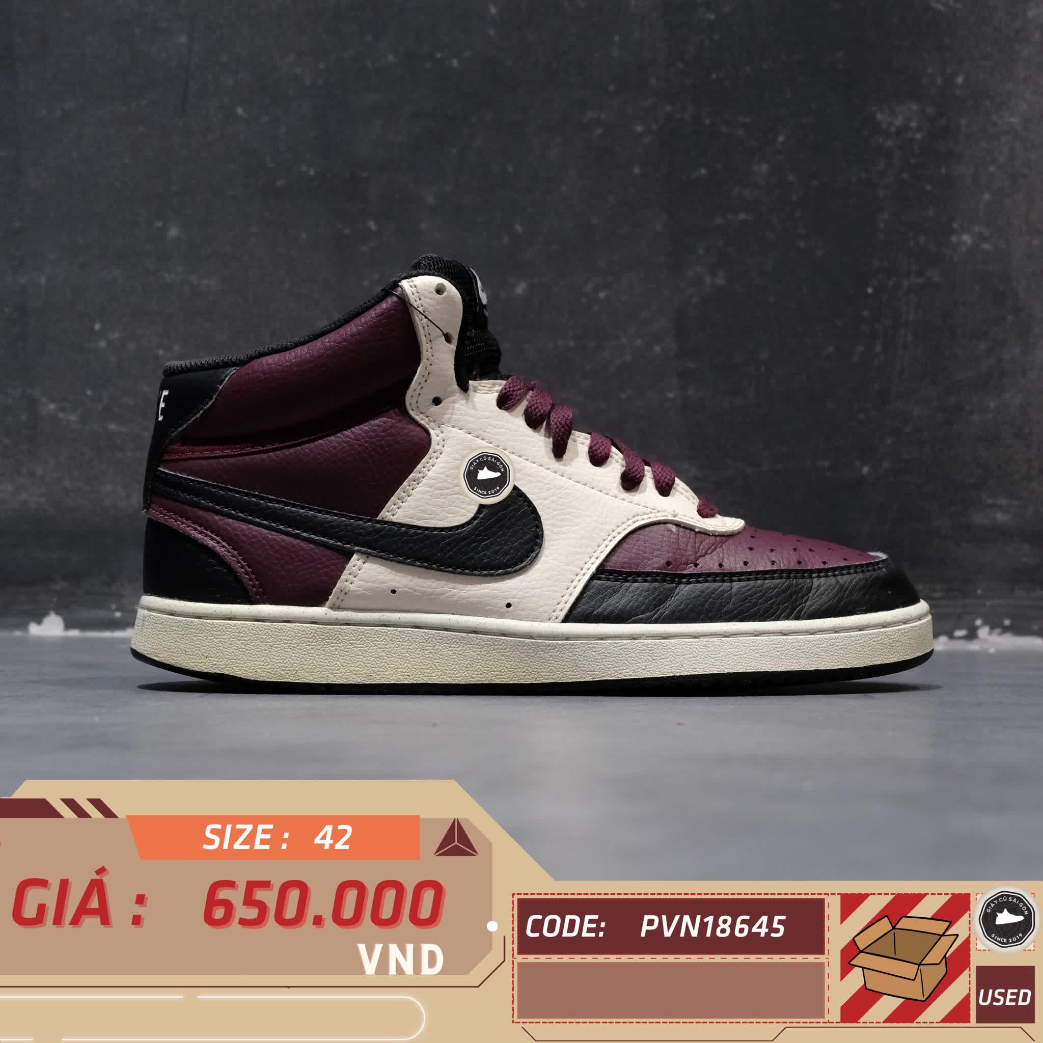 NIKE COURT VISION MID NEXT NATURE 'DARK BEETROOT' DN3577-600 SIZE 42 – GIÀY 2HAND CHÍNH HÃNG