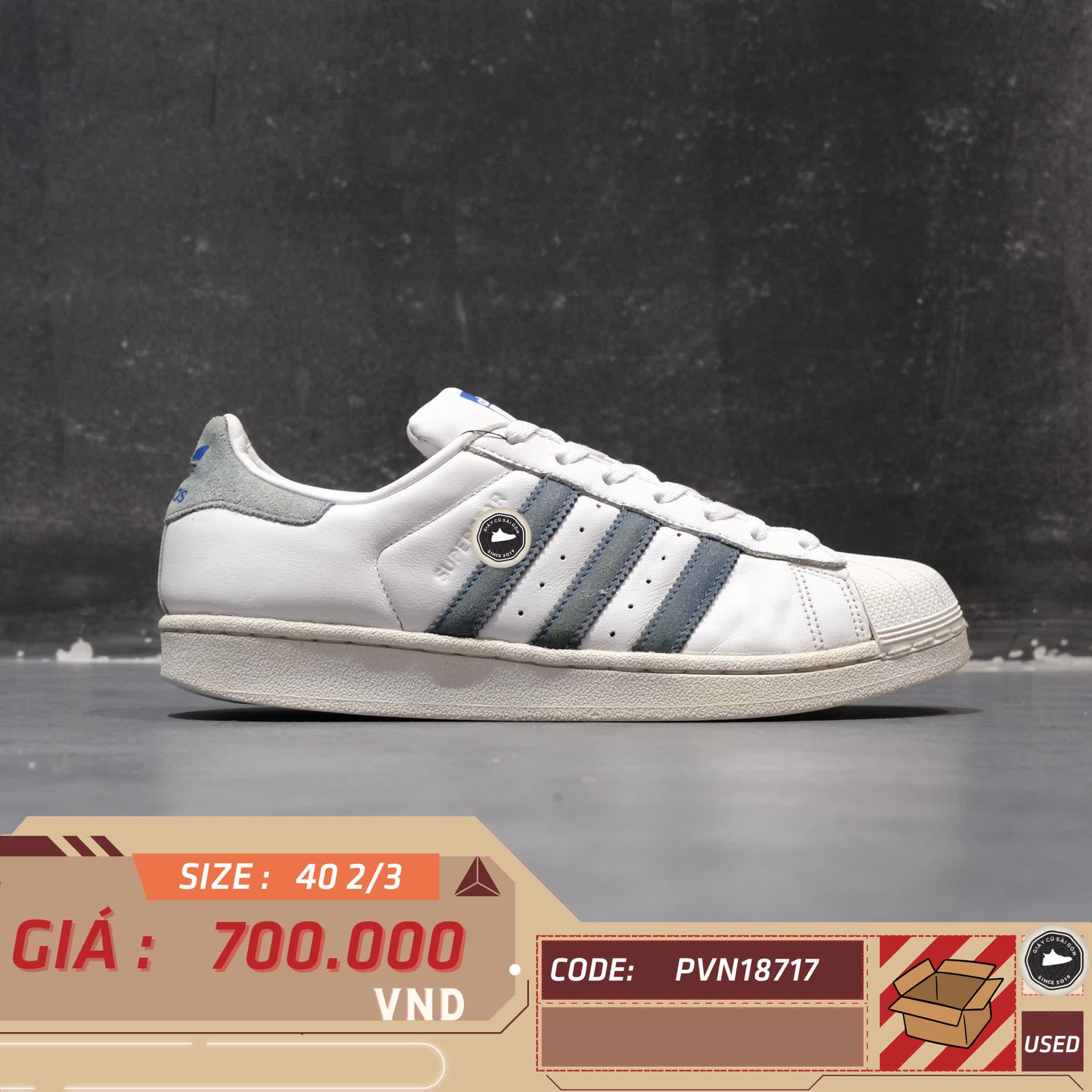 ADIDAS SUPERSTAR 'WHITE BLUE' EE4474 SIZE 40 2/3 – GIÀY 2HAND CHÍNH HÃNG